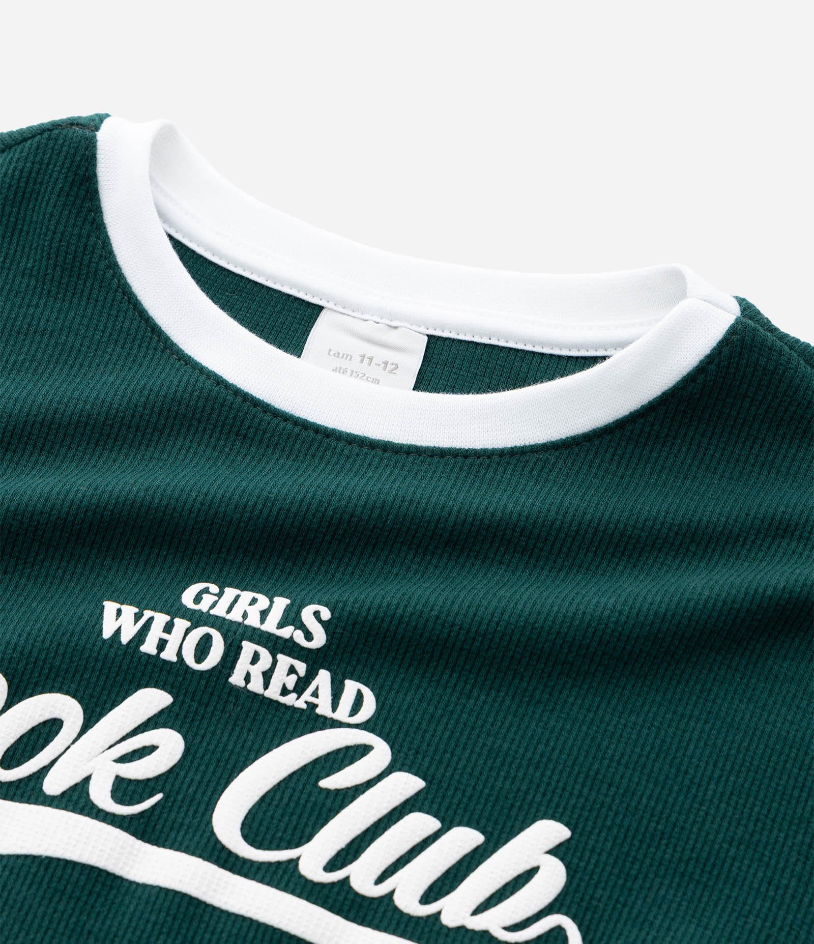 Blusa Infantil em Ribana com Lettering Book Club – Tam 7 a 16 Anos Verde Escuro 6