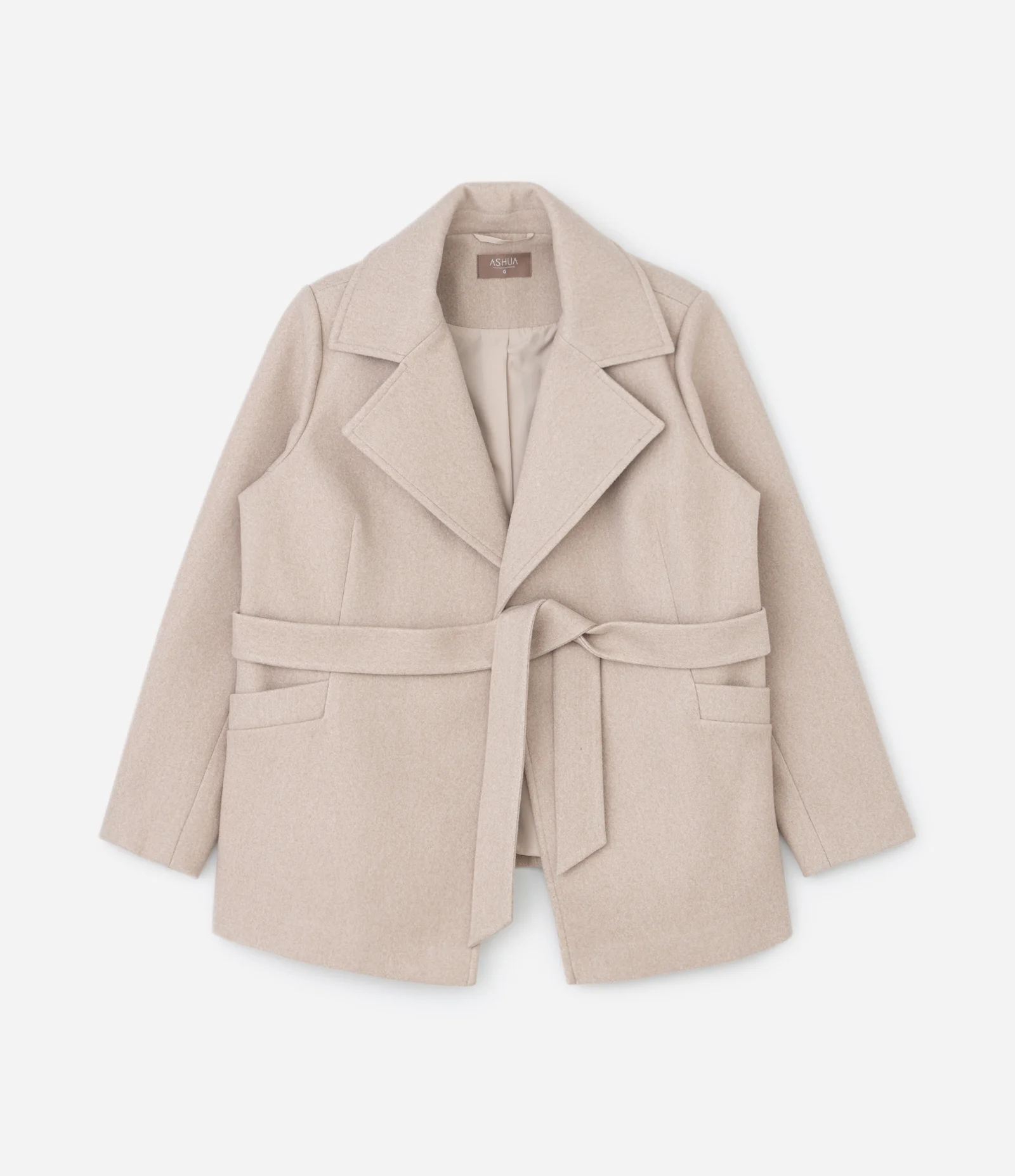 Casaco Alongado em Polivelour Curve & Plus Size Bege 1