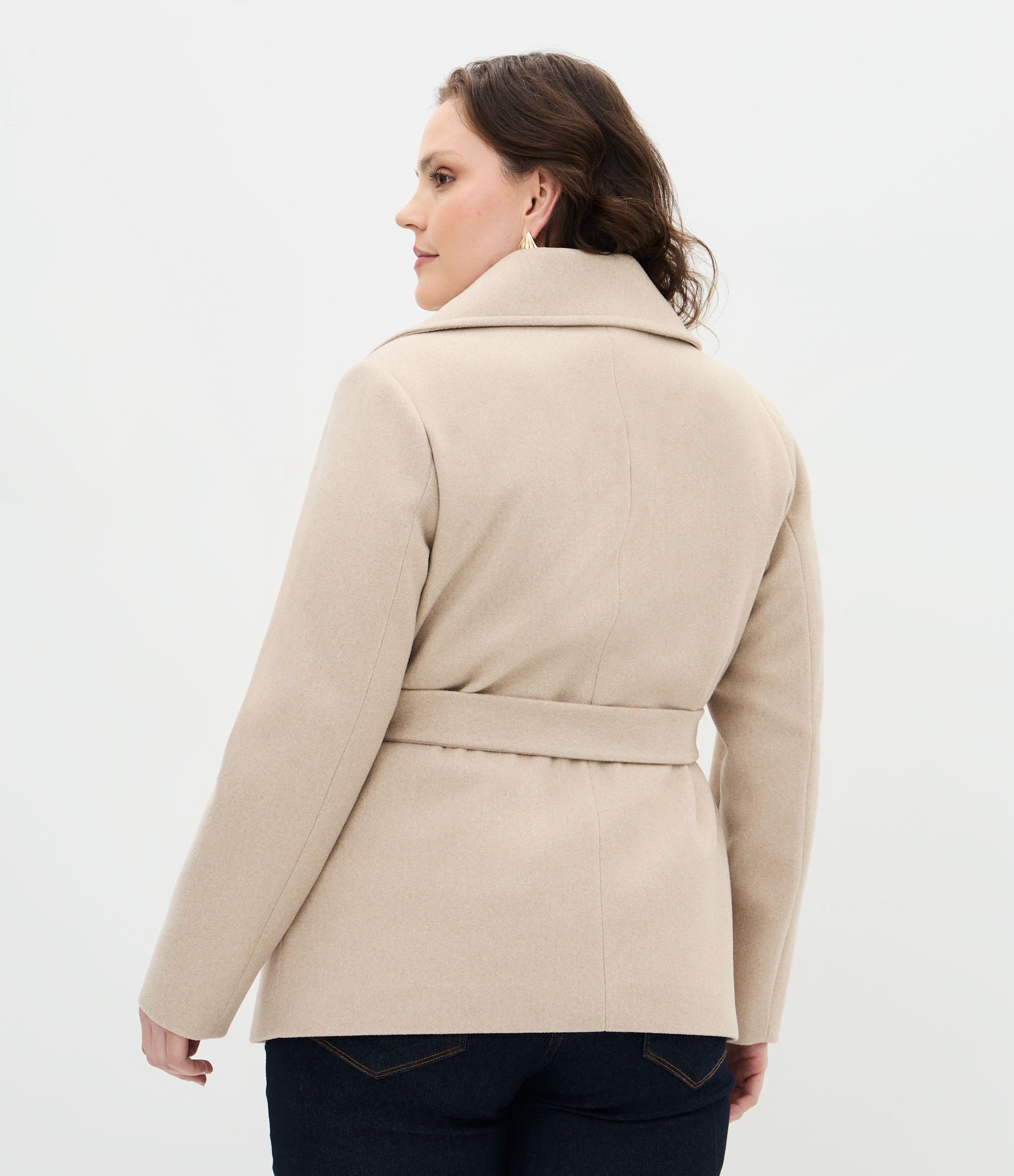 Casaco Alongado em Polivelour Curve & Plus Size Bege 4