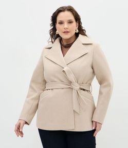 Casaco Alongado em Polivelour Curve & Plus Size
