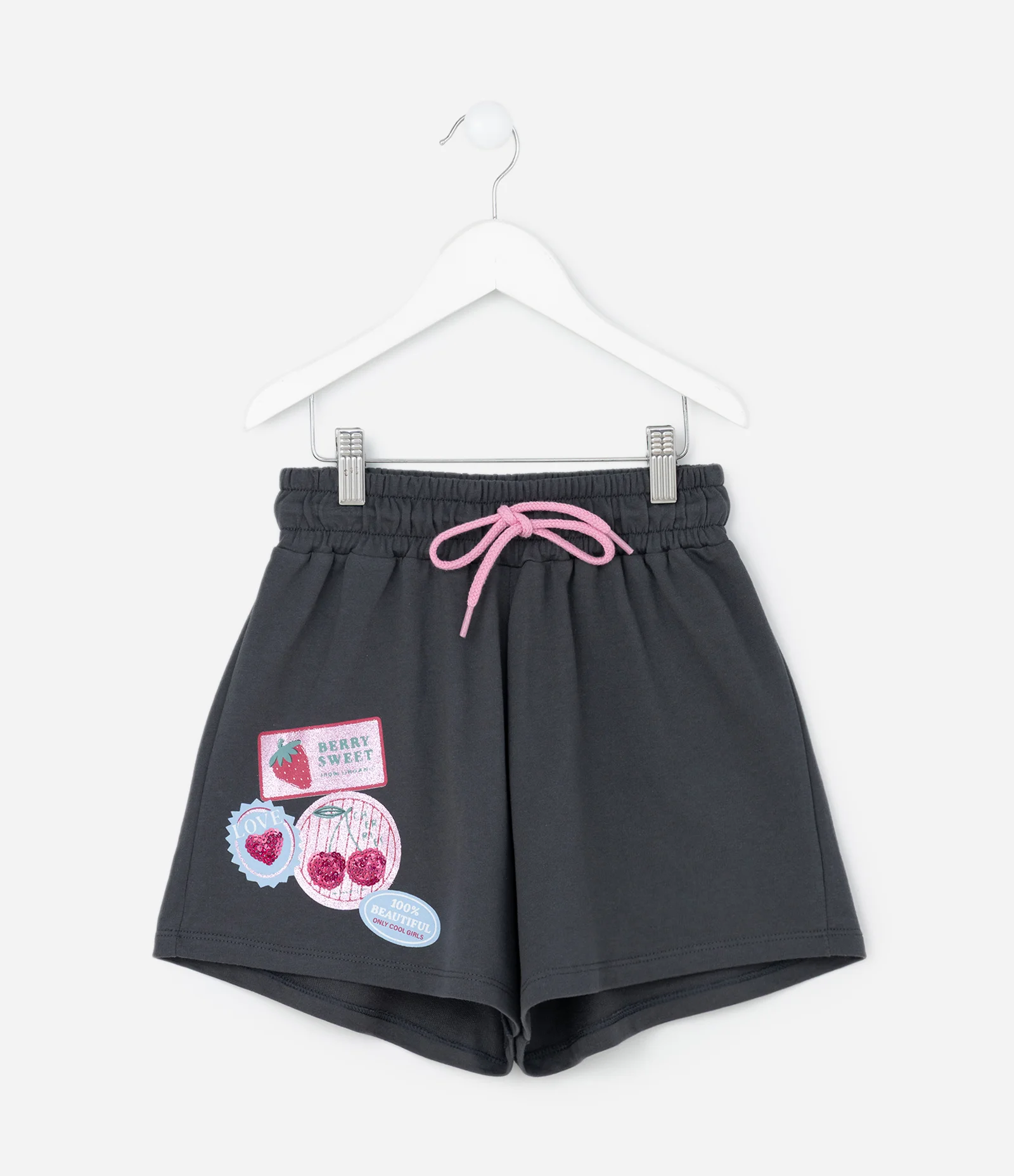 Short Infantil com Estampa de Selos – Tam 5 a 14 Anos Cinza Chumbo 1