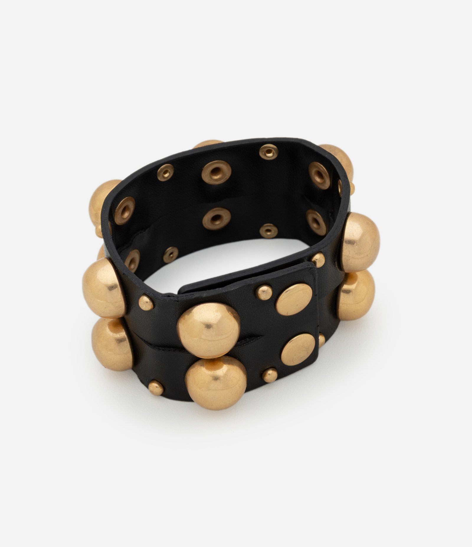 Bracelete com Aplicações de Esferas e Fechamento por Botões Preto 2