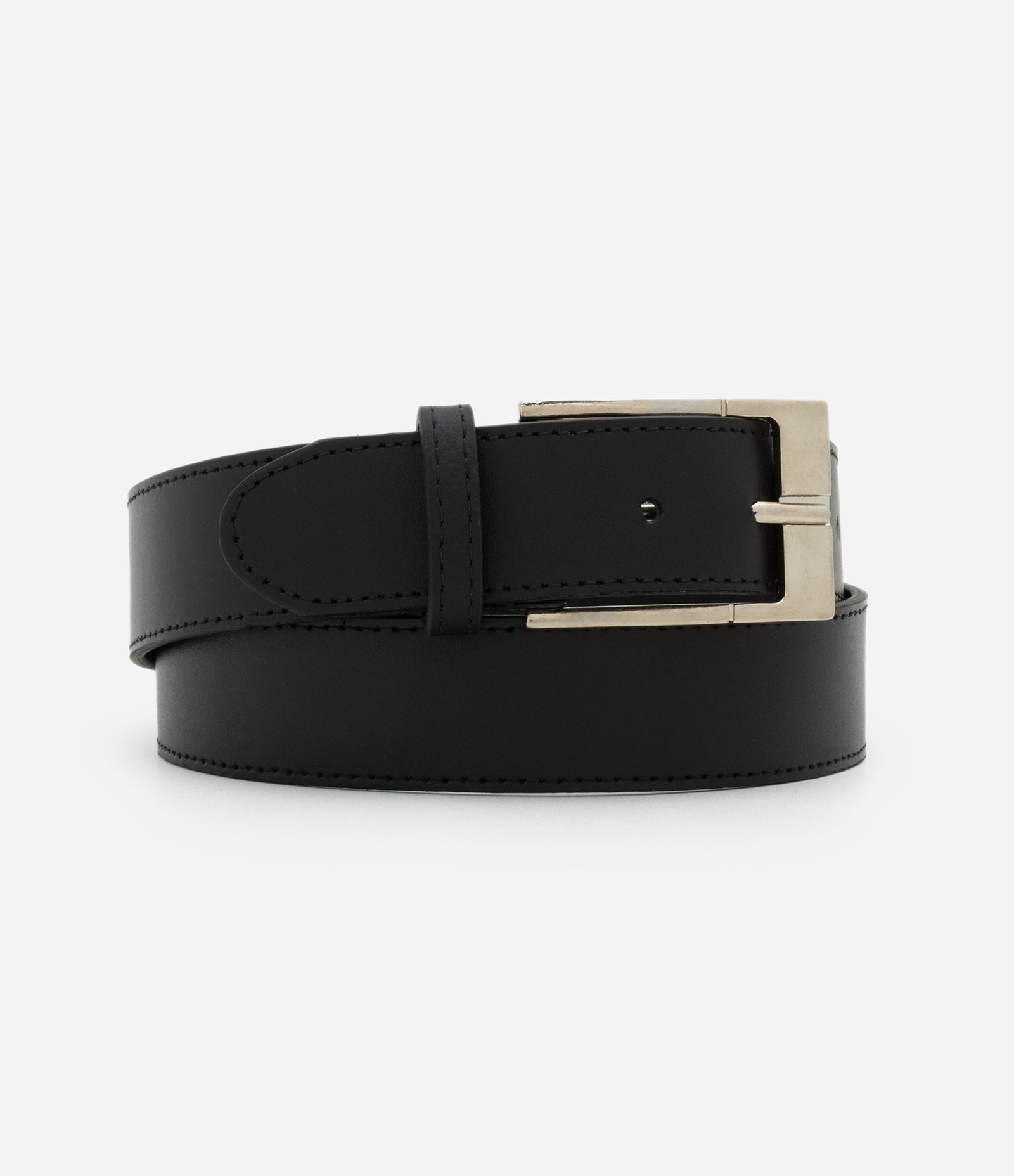 Cinto Médio em Couro com Fivela Quadrada Preto 1