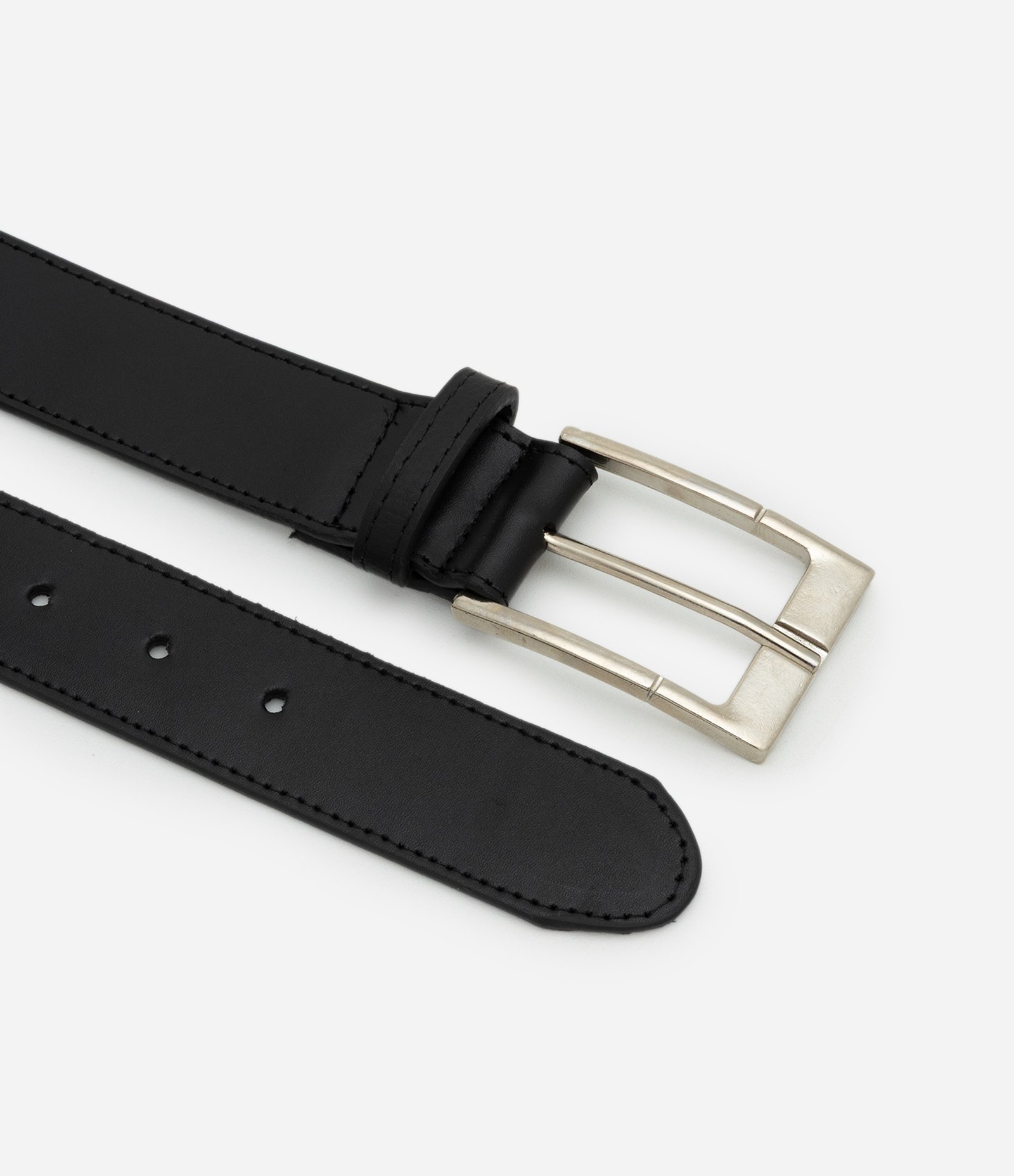 Cinto Médio em Couro com Fivela Quadrada Preto 2