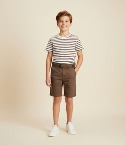 Camiseta Infantil Listrada em Fio Tinto - Tam 5 a 14 Anos