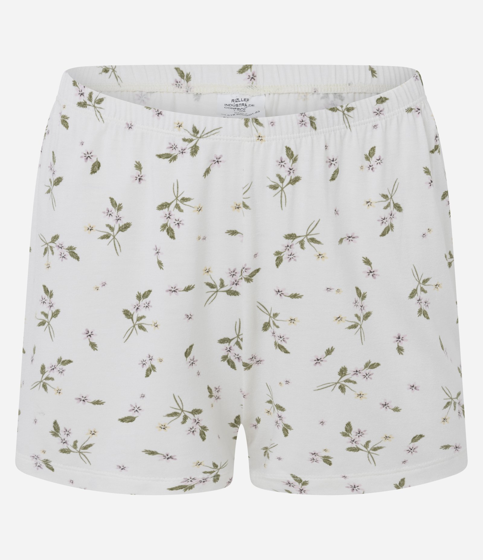 Pijama Curto em Viscose com Estampa Floral e Renda Branco 2
