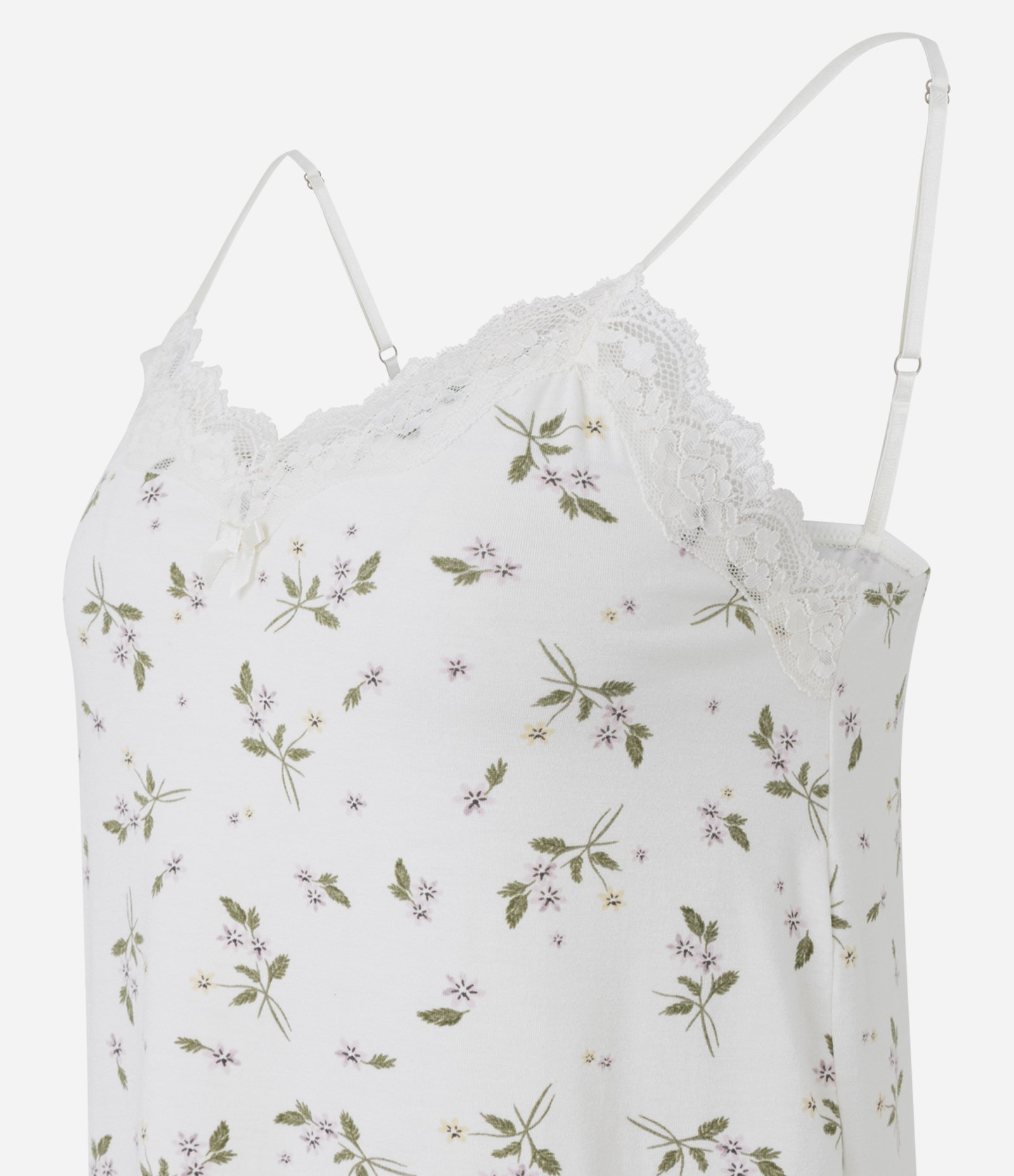 Pijama Curto em Viscose com Estampa Floral e Renda Branco 3