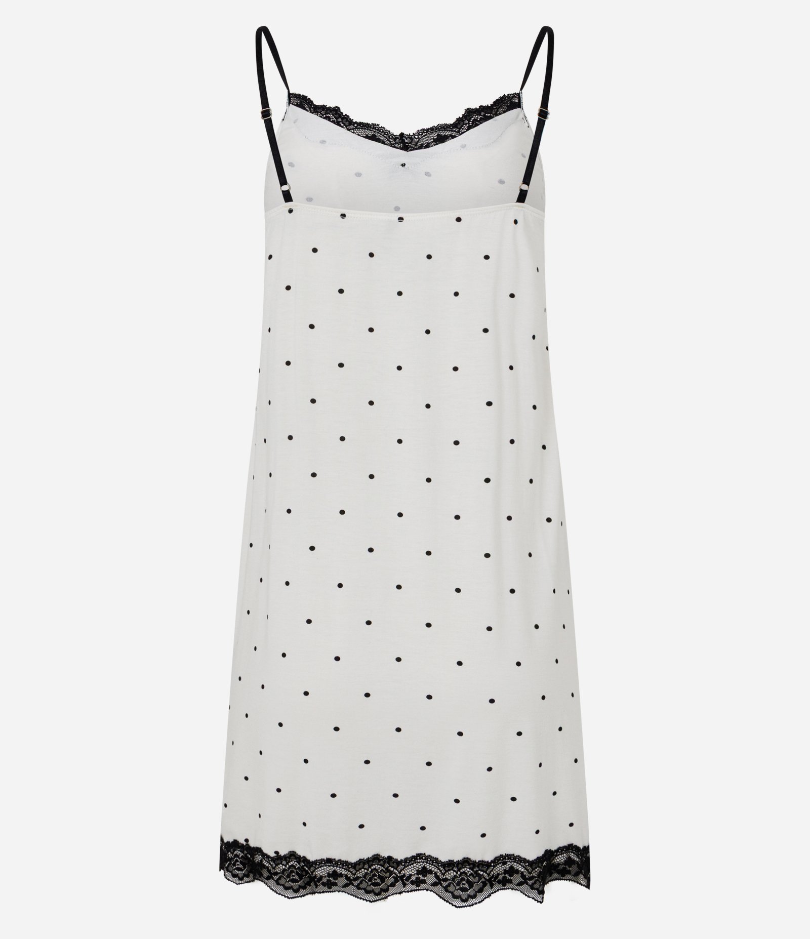 Camisola de Alcinha com Estampa Poá e Renda Aplicada Branco 3