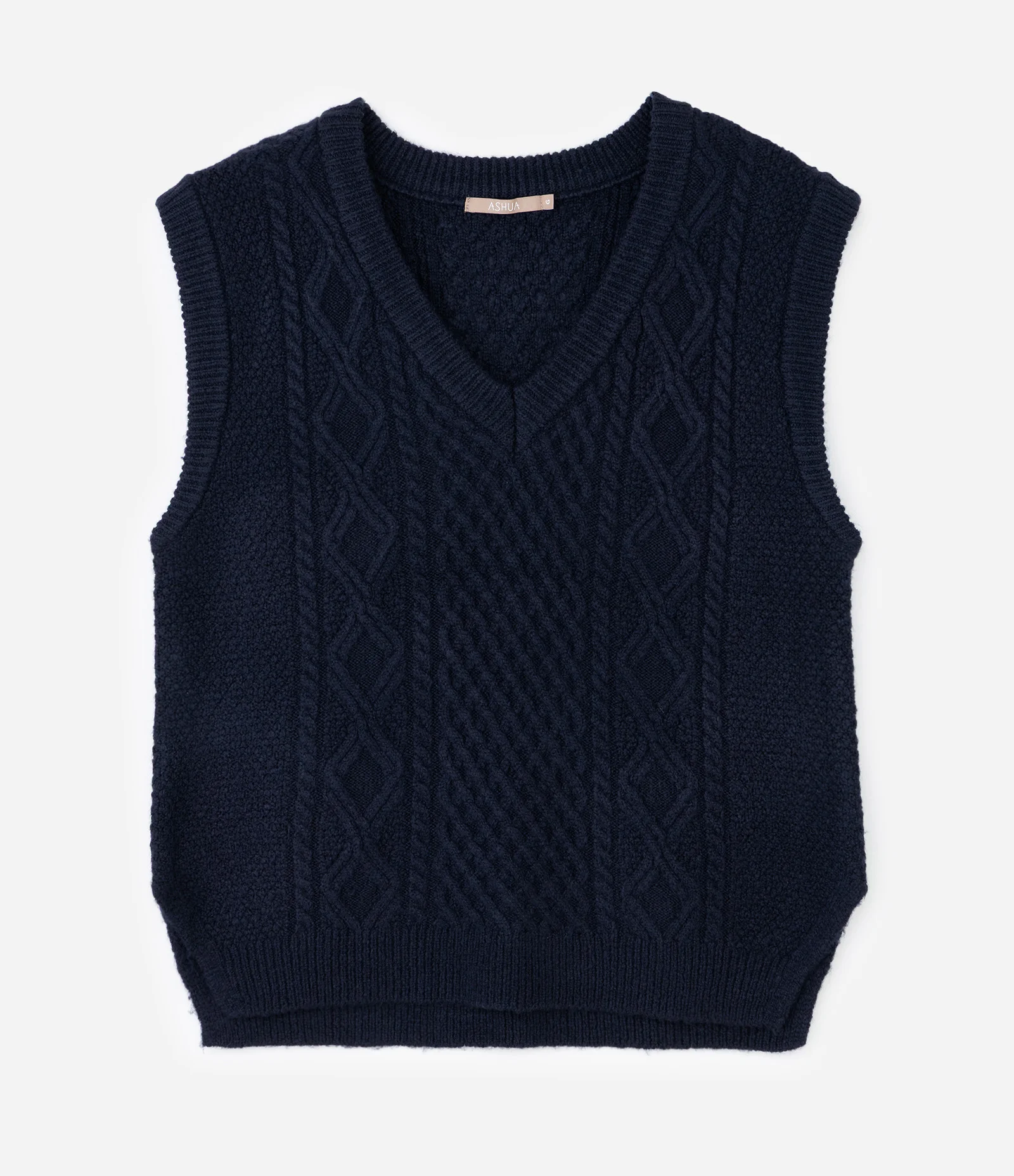 Colete Alongado em Tricô com Fendas Laterais Curve & Plus Size Azul 3