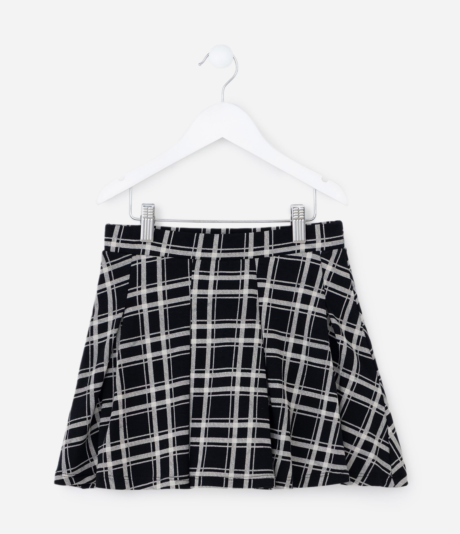 Saia Infantil em Cotton Xadrez com Pregas e Short – Tam 5 a 14 Anos Preto 1
