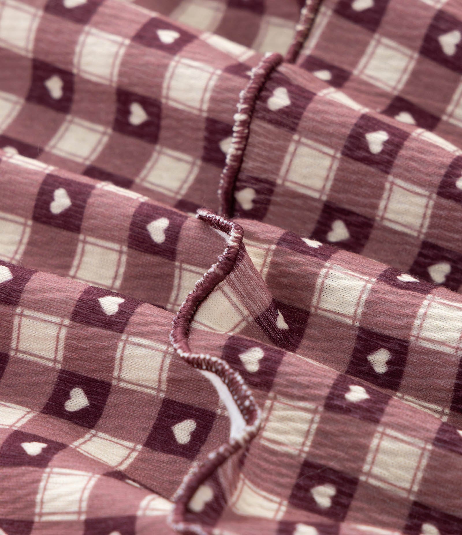 Saia Infantil Texturizada com Estampa Xadrez e Corações – Tam 7 a 14 Anos Vinho 4