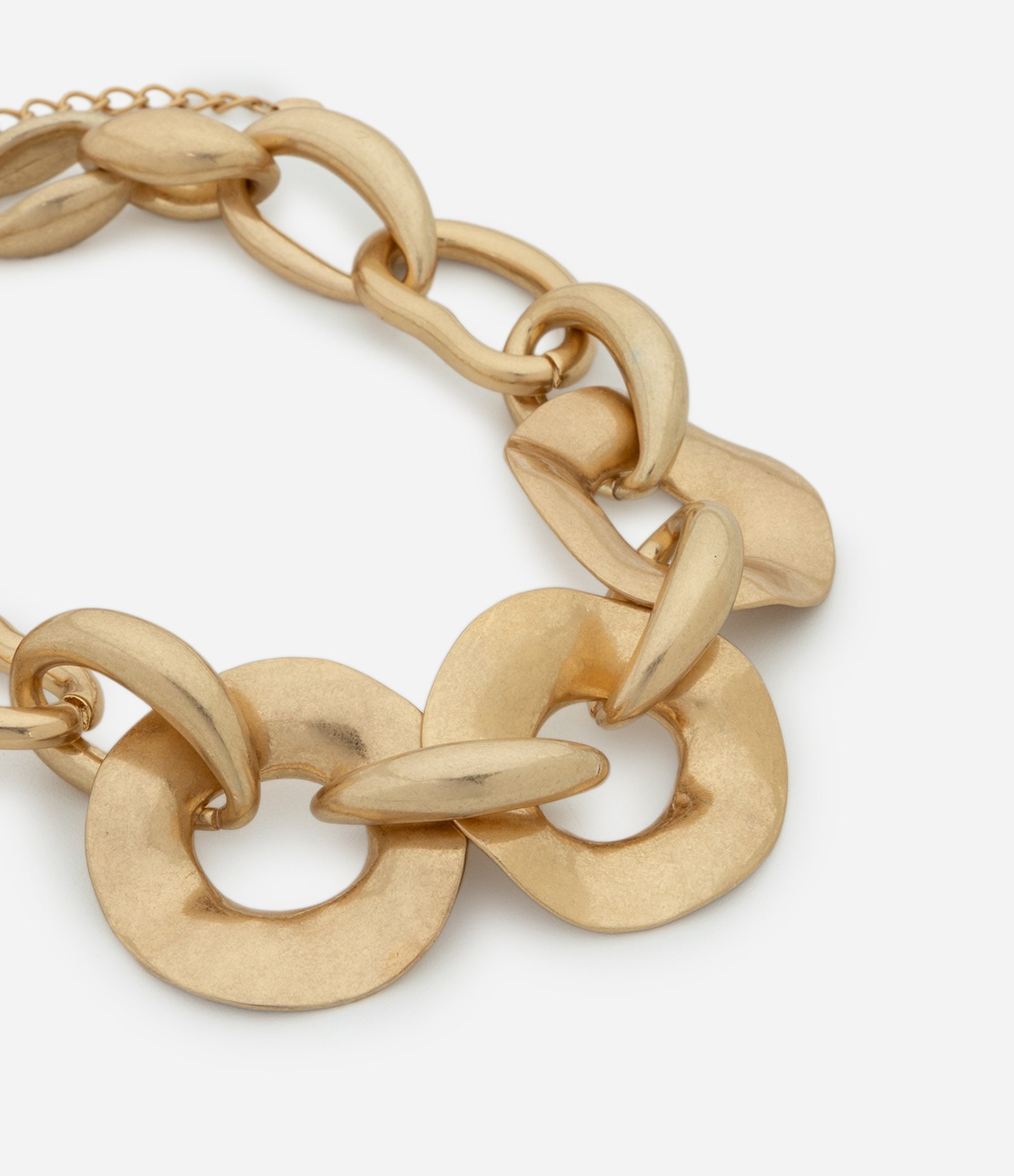 Colar Corrente Maxi em Metal com Elos Achatados Dourado 1