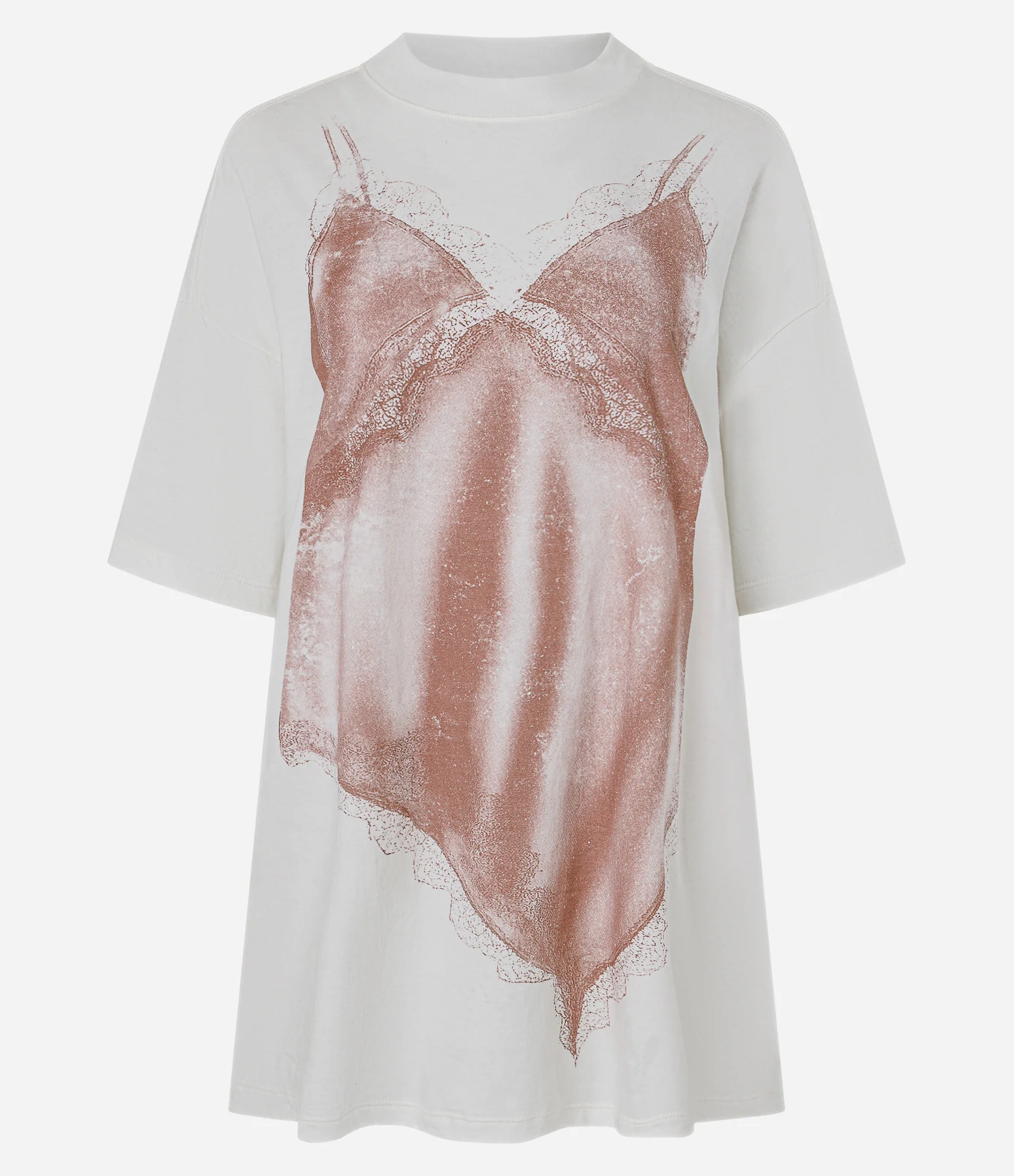 Camiseta Regular em Algodão com Estampa Vestido Branco 1