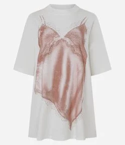 Camiseta Regular em Algodão com Estampa Vestido