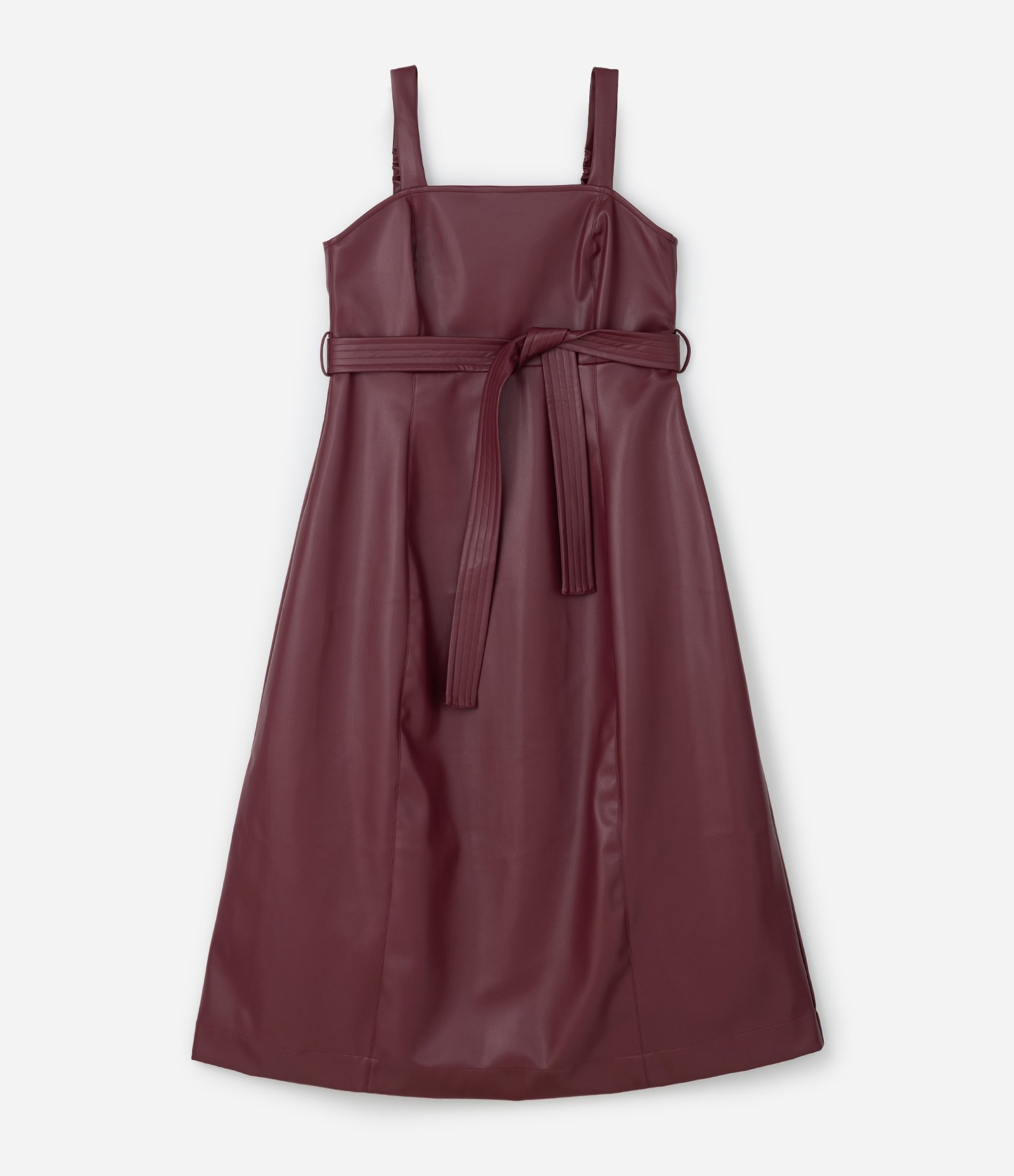 Vestido Midi em PU com Faixa na Cintura Curve & Plus Size Marrom 4