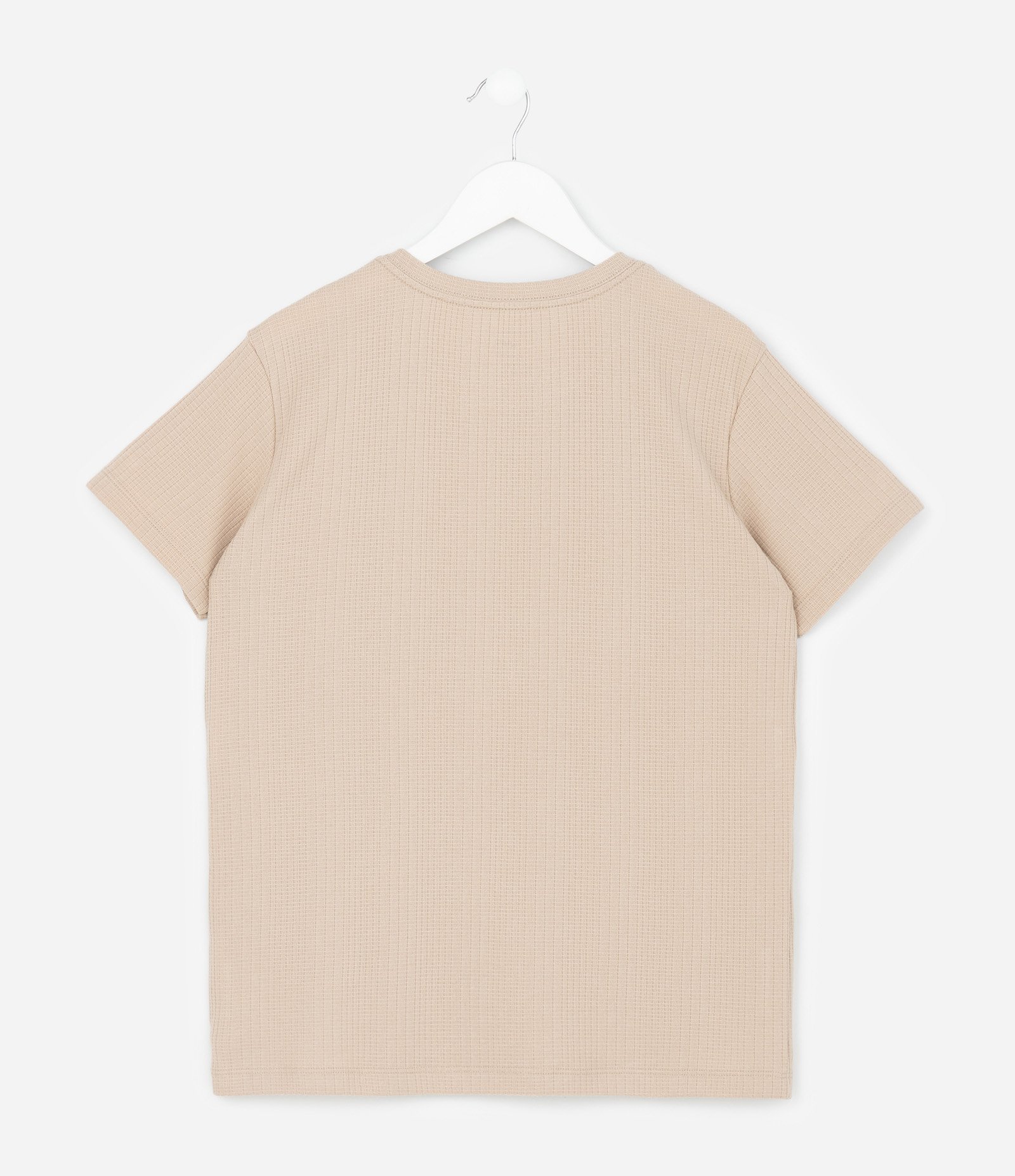 Camiseta Infantil Texturizada em Malha Quadrilê - Tam 5 A 14 Anos Bege 2