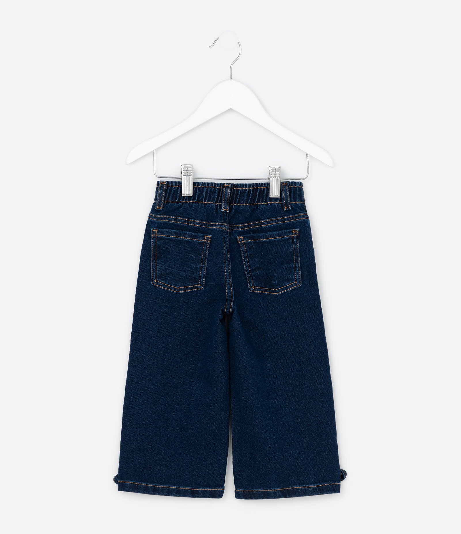 Calça Infantil Wide em Jeans com Laços Laterais – Tam 1 a 6 Anos Azul Escuro 2