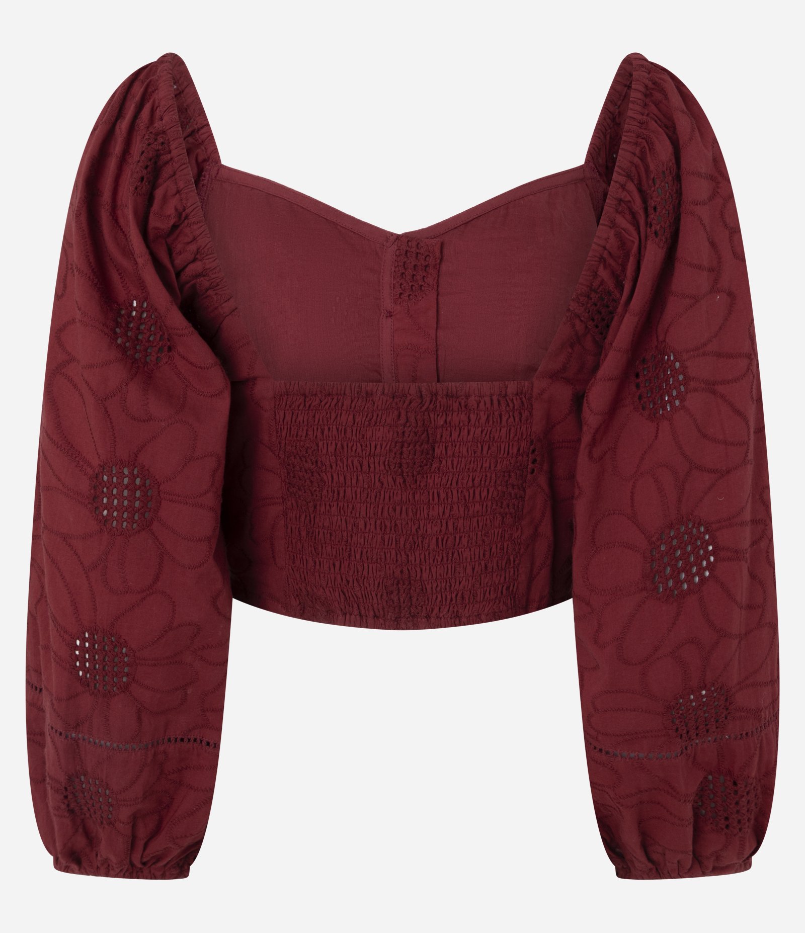 Blusa Manga Bufante em Laise com Decote Coração Vermelho 3