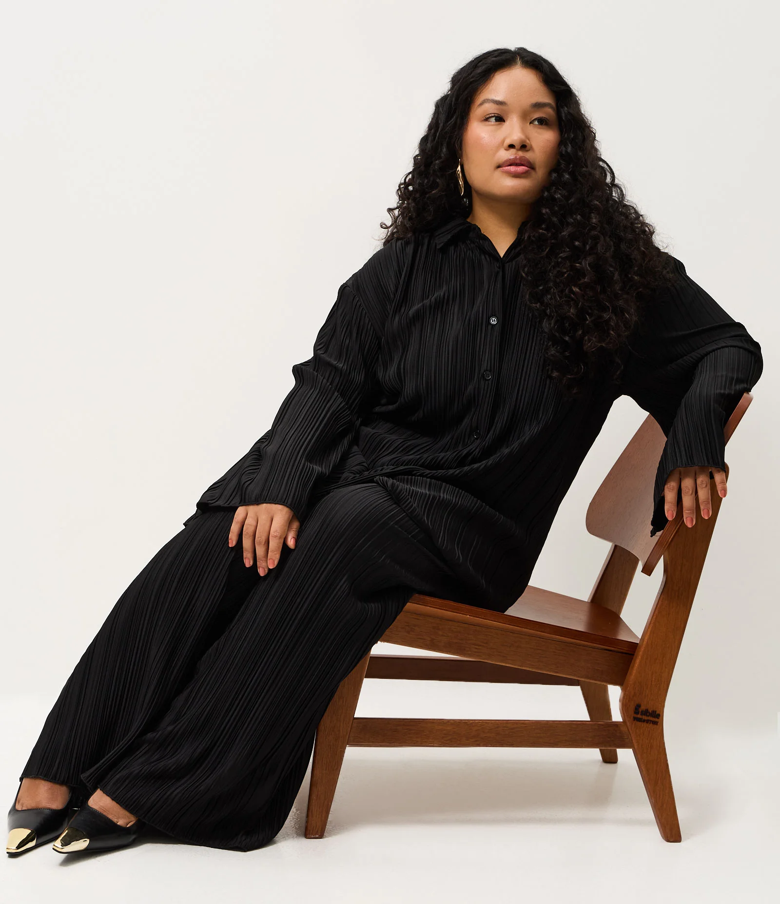Camisa Manga Longa Canelada em Malha Curve & Plus Size Preto 2