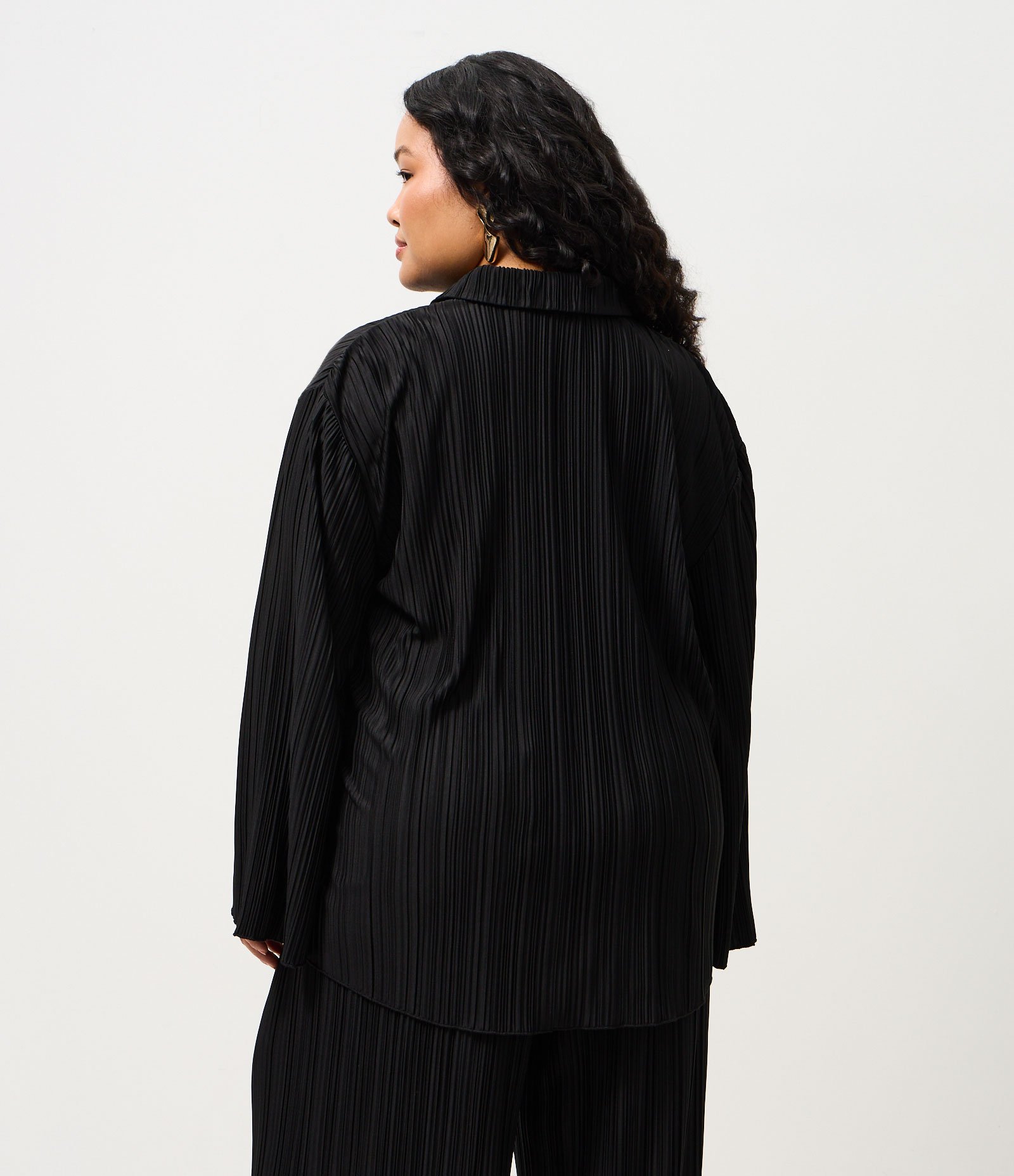 Camisa Manga Longa Canelada em Malha Curve & Plus Size Preto 4