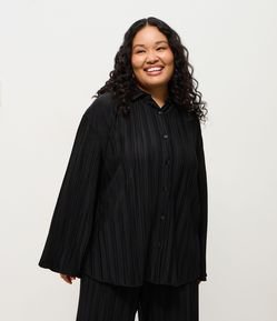 Camisa Manga Longa Canelada em Malha Curve & Plus Size