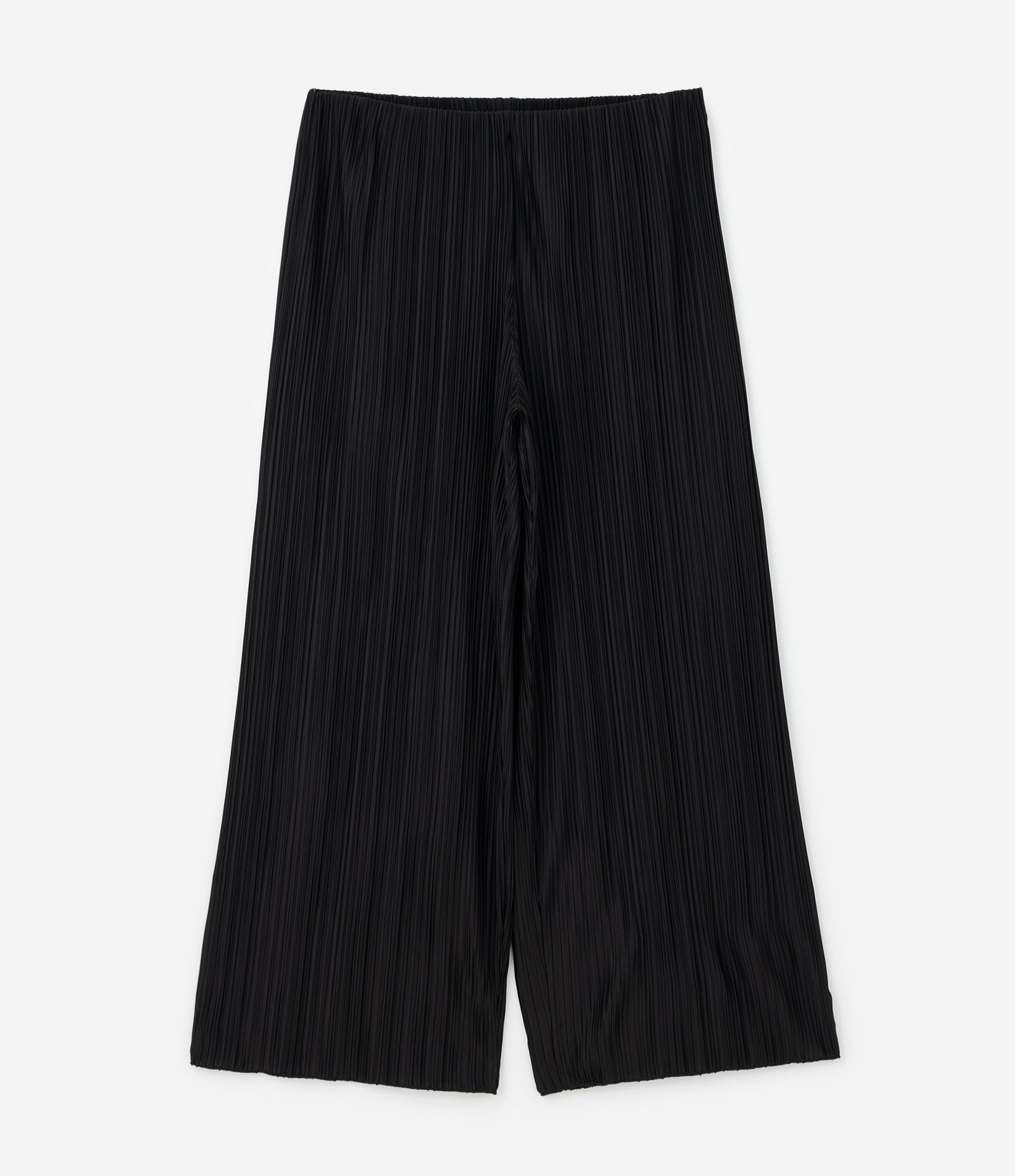 Calça Wide em Malha Canelada com Cós Elástico Curve & Plus Size Preto 1