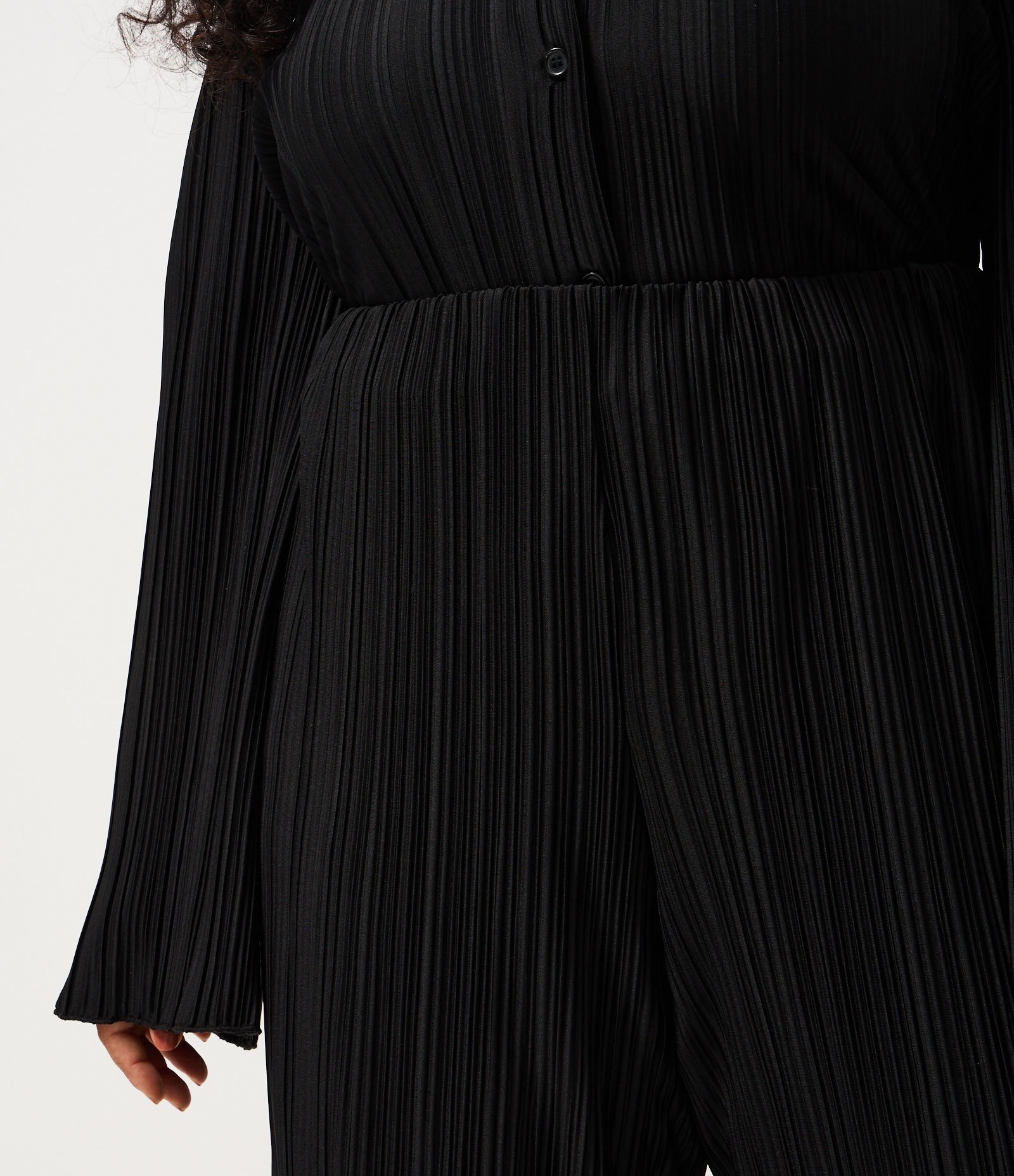 Calça Wide em Malha Canelada com Cós Elástico Curve & Plus Size Preto 3