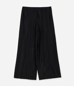 Calça Wide em Malha Canelada com Cós Elástico Curve & Plus Size