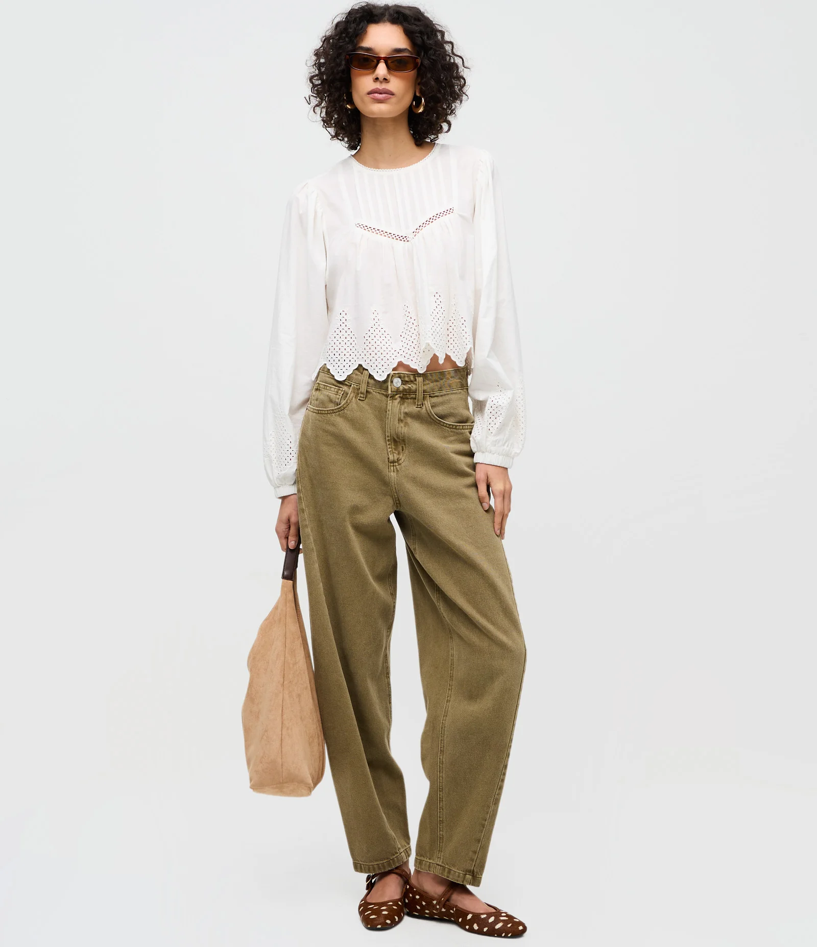 Blusa Bata em Tricoline com Bordados Branco 2