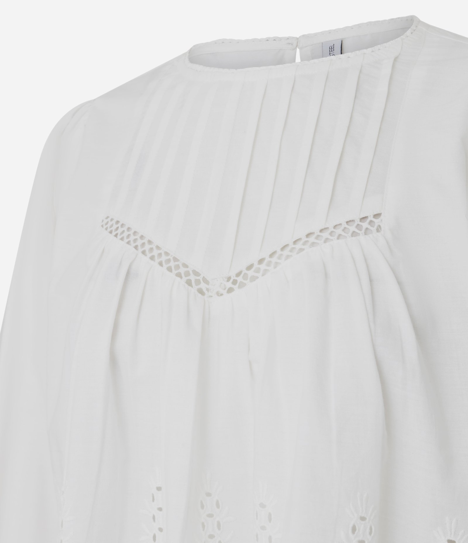 Blusa Bata em Tricoline com Bordados Branco 6