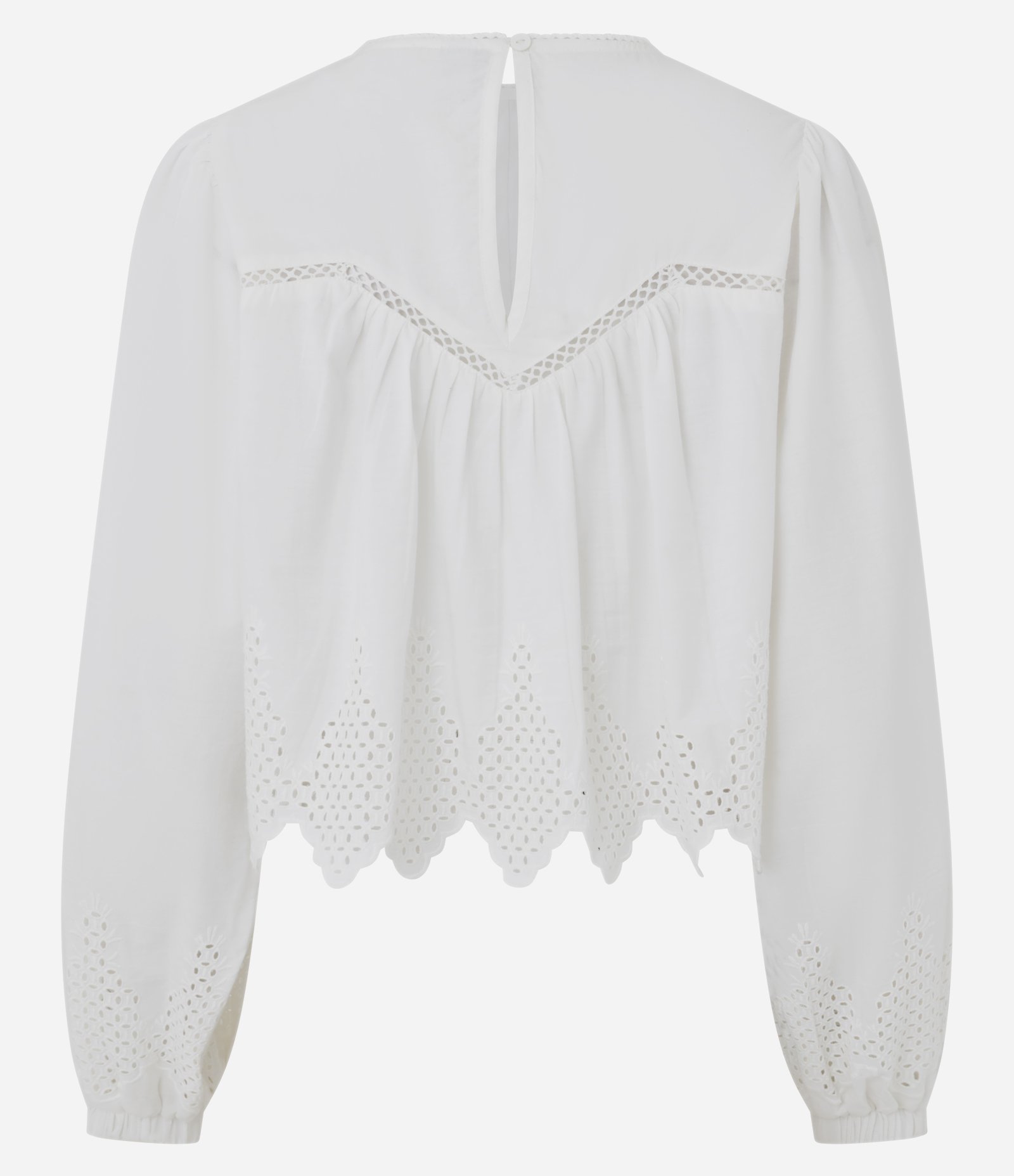 Blusa Bata em Tricoline com Bordados Branco 7