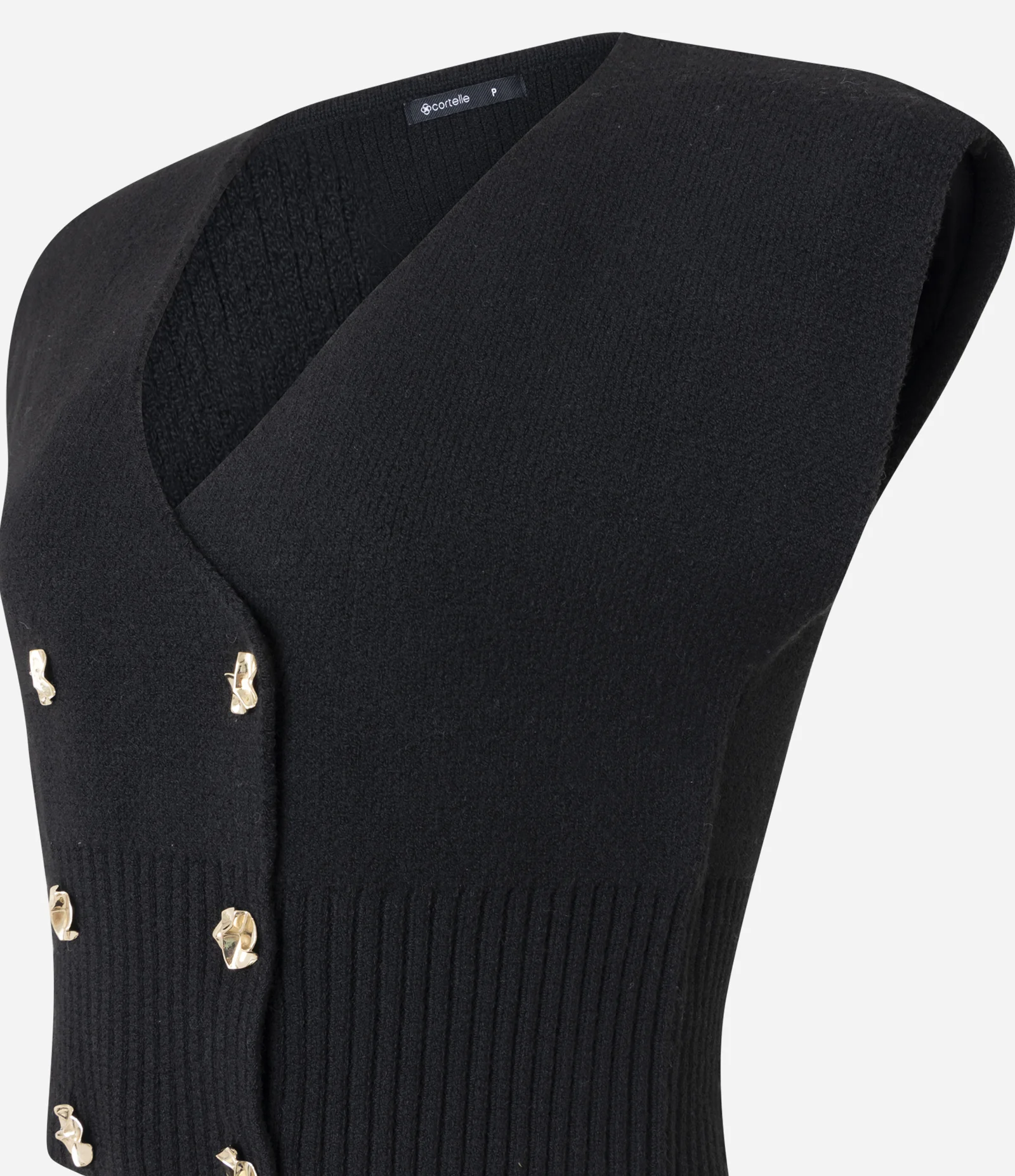 Colete Curto em Tricô com Ombros Estruturados Preto 3