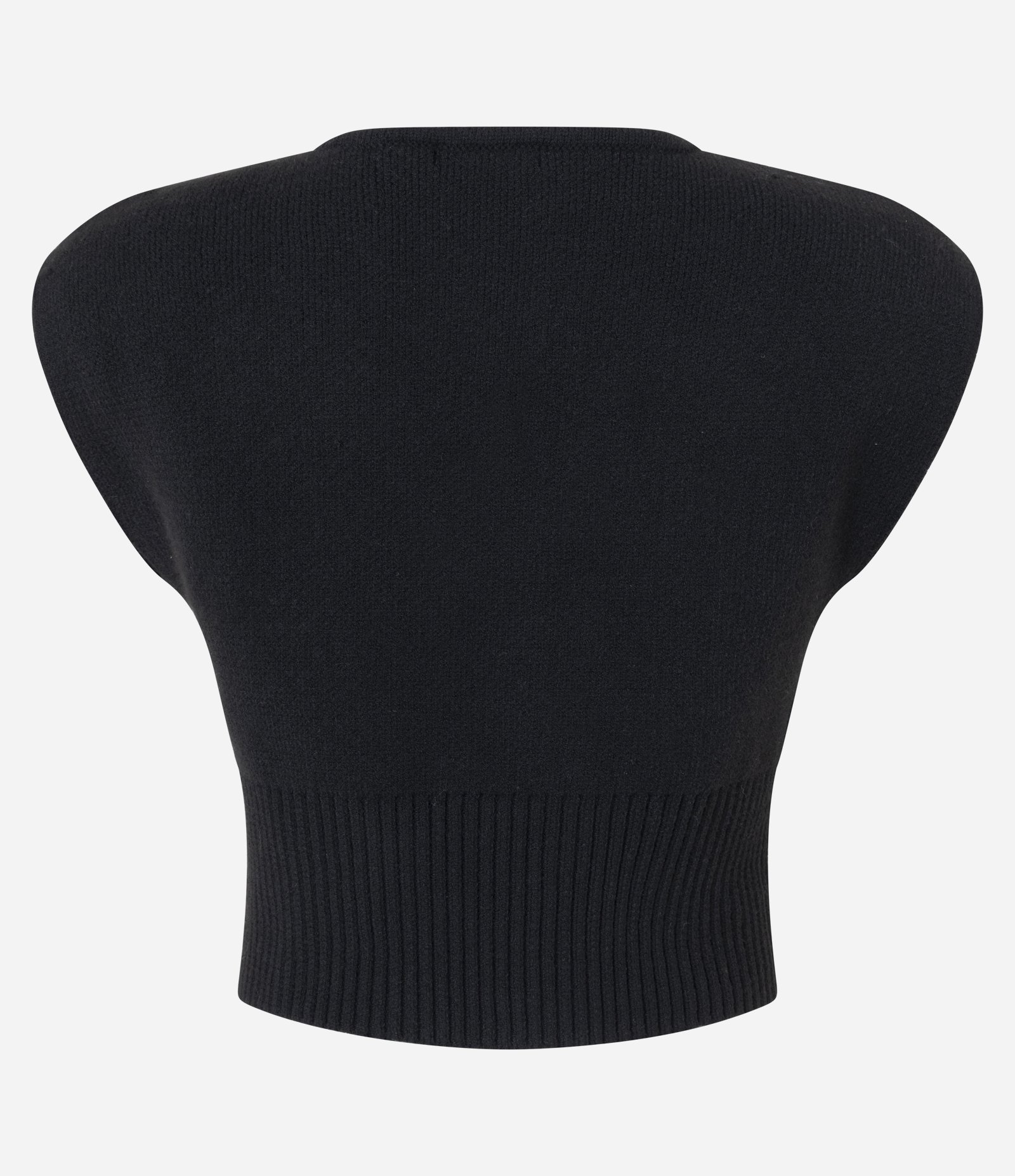 Colete Curto em Tricô com Ombros Estruturados Preto 4