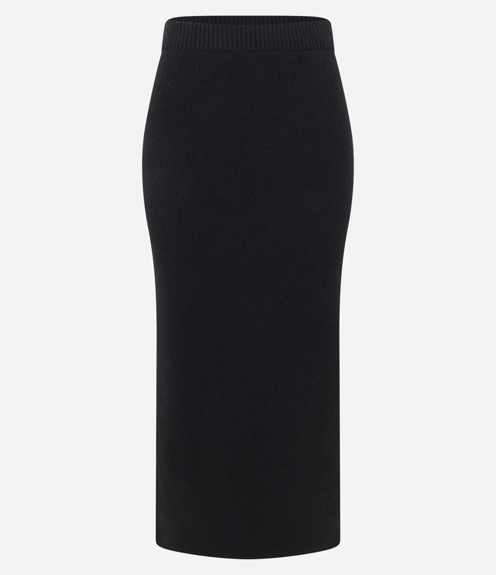 Saia Midi em Tricô com Cós Estruturado e Fenda Traseira Preto 6