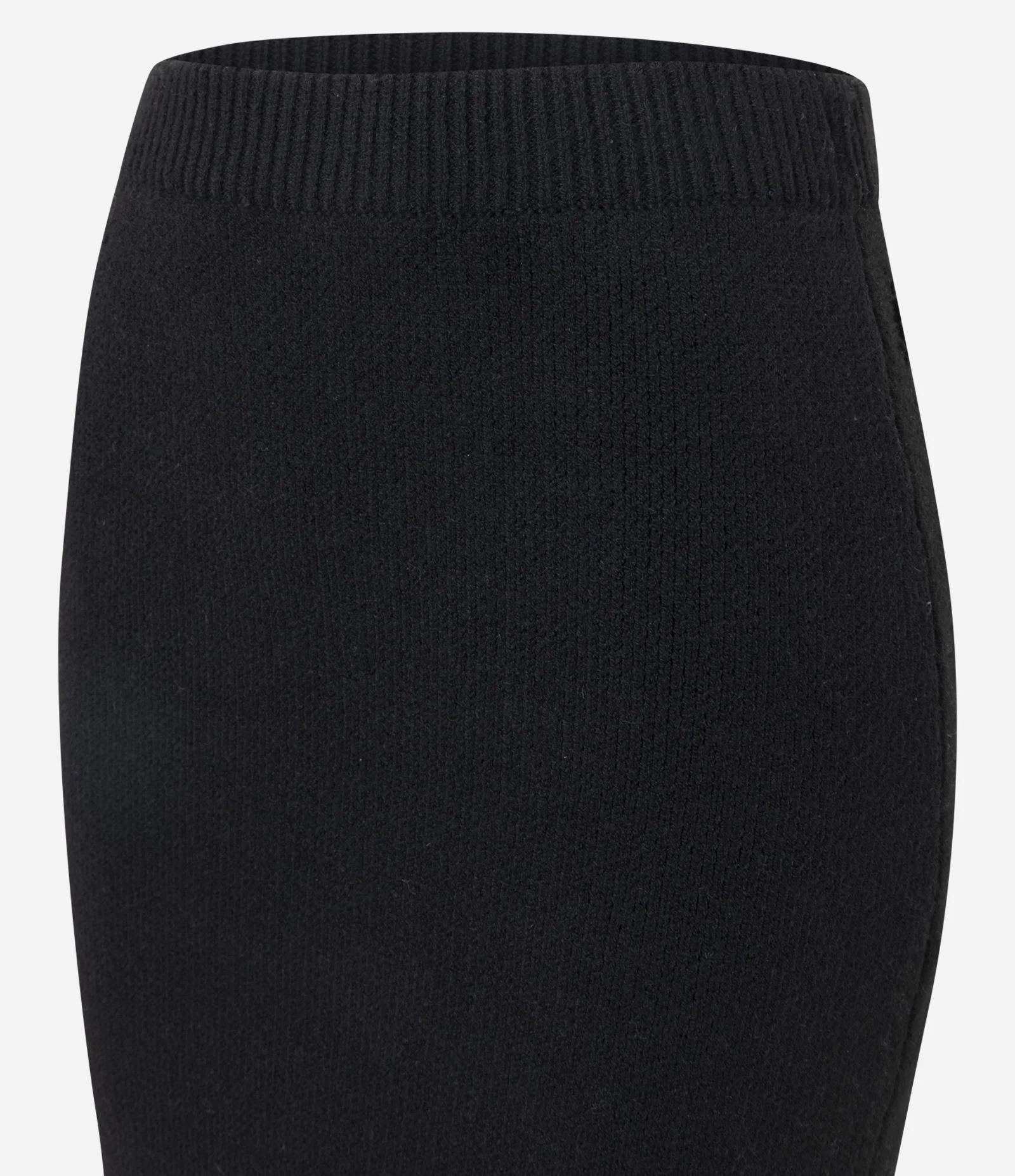 Saia Midi em Tricô com Cós Estruturado e Fenda Traseira Preto 7