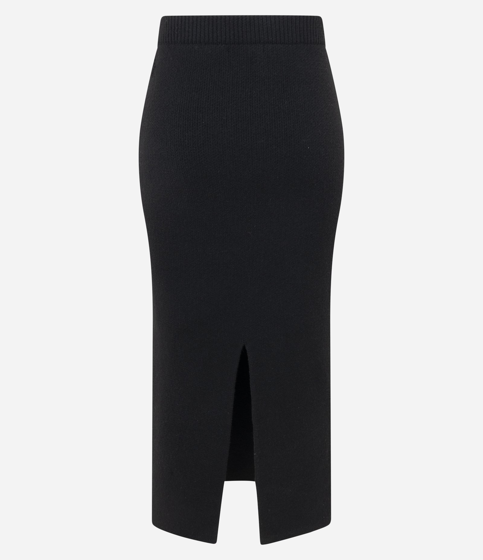 Saia Midi em Tricô com Cós Estruturado e Fenda Traseira Preto 8