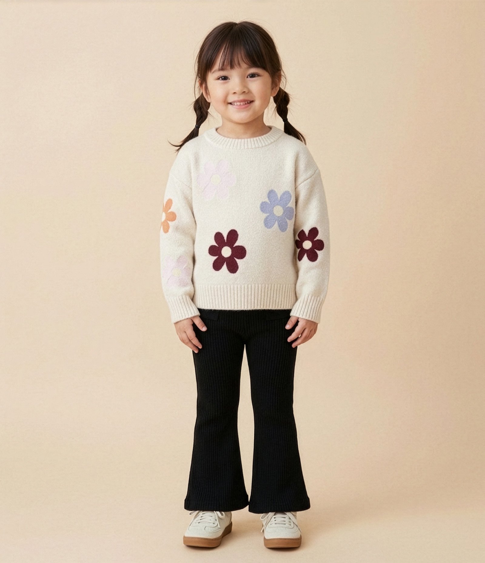 Suéter Infantil em Chenille com Bordado Floral Bold – Tam 1 a 6 Anos Off White 1