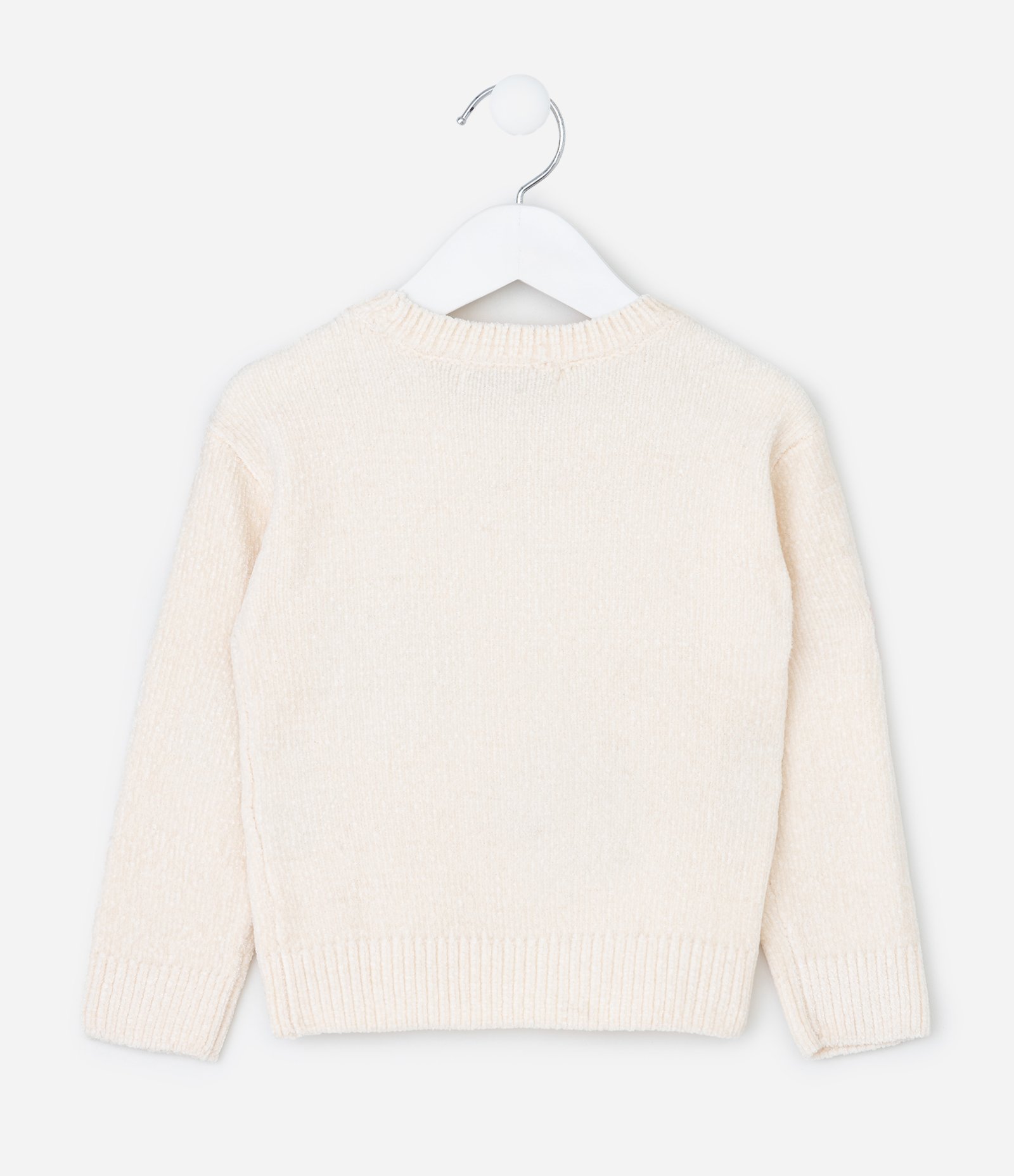 Suéter Infantil em Chenille com Bordado Floral Bold – Tam 1 a 6 Anos Off White 4