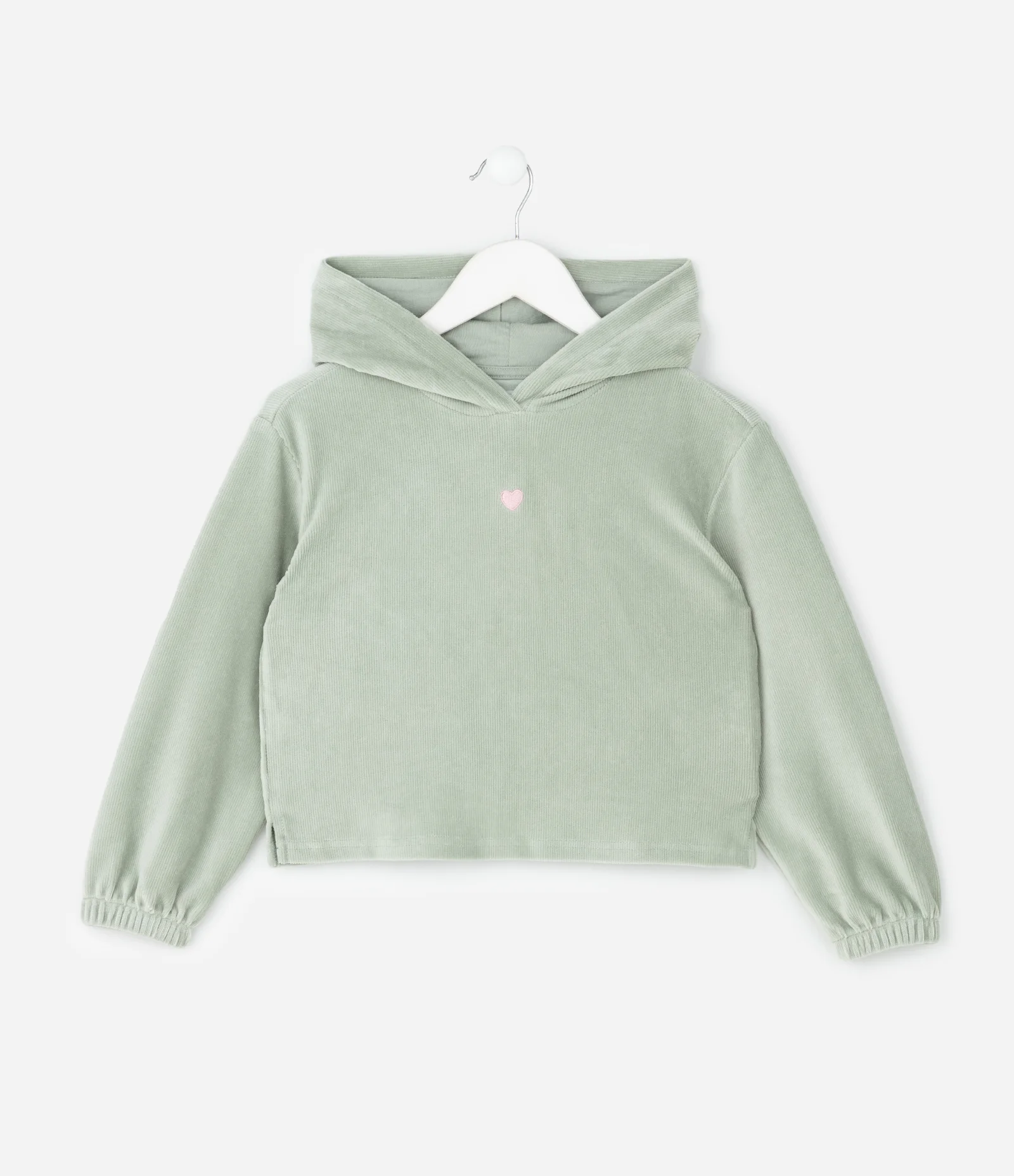 Conjunto em Veludo com Blusão de Capuz e Calça Flare - Tam 1 a 6 Anos Verde 2