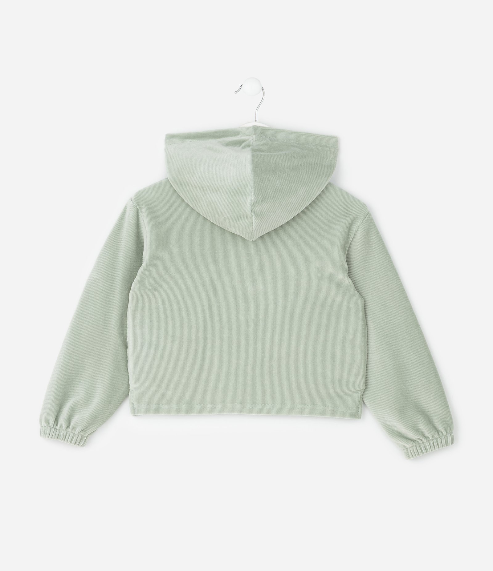Conjunto em Veludo com Blusão de Capuz e Calça Flare - Tam 1 a 6 Anos Verde 3