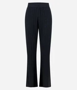 Calça Flare em Tricô Canelada