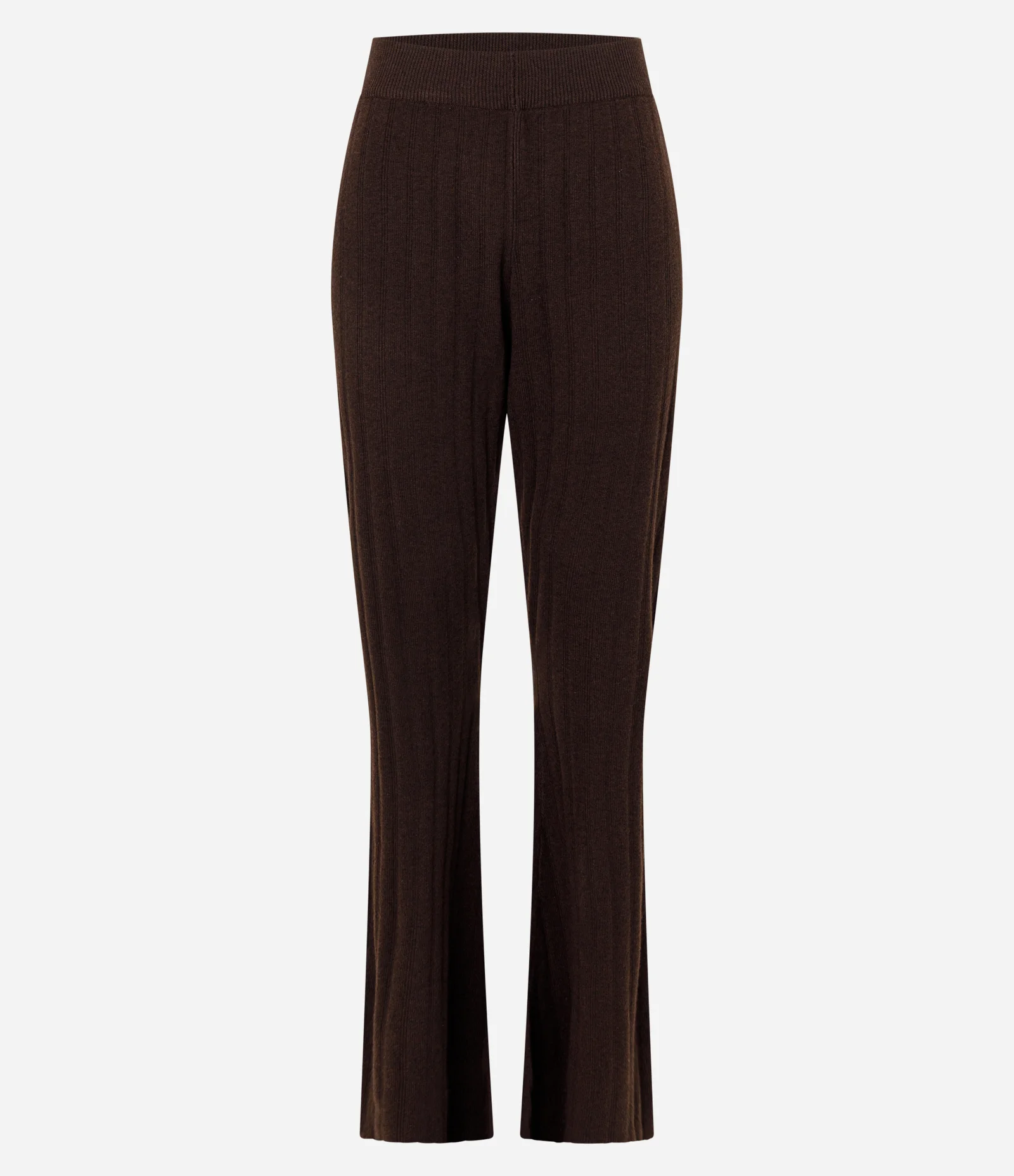 Calça Flare em Tricô Canelada Marrom 1