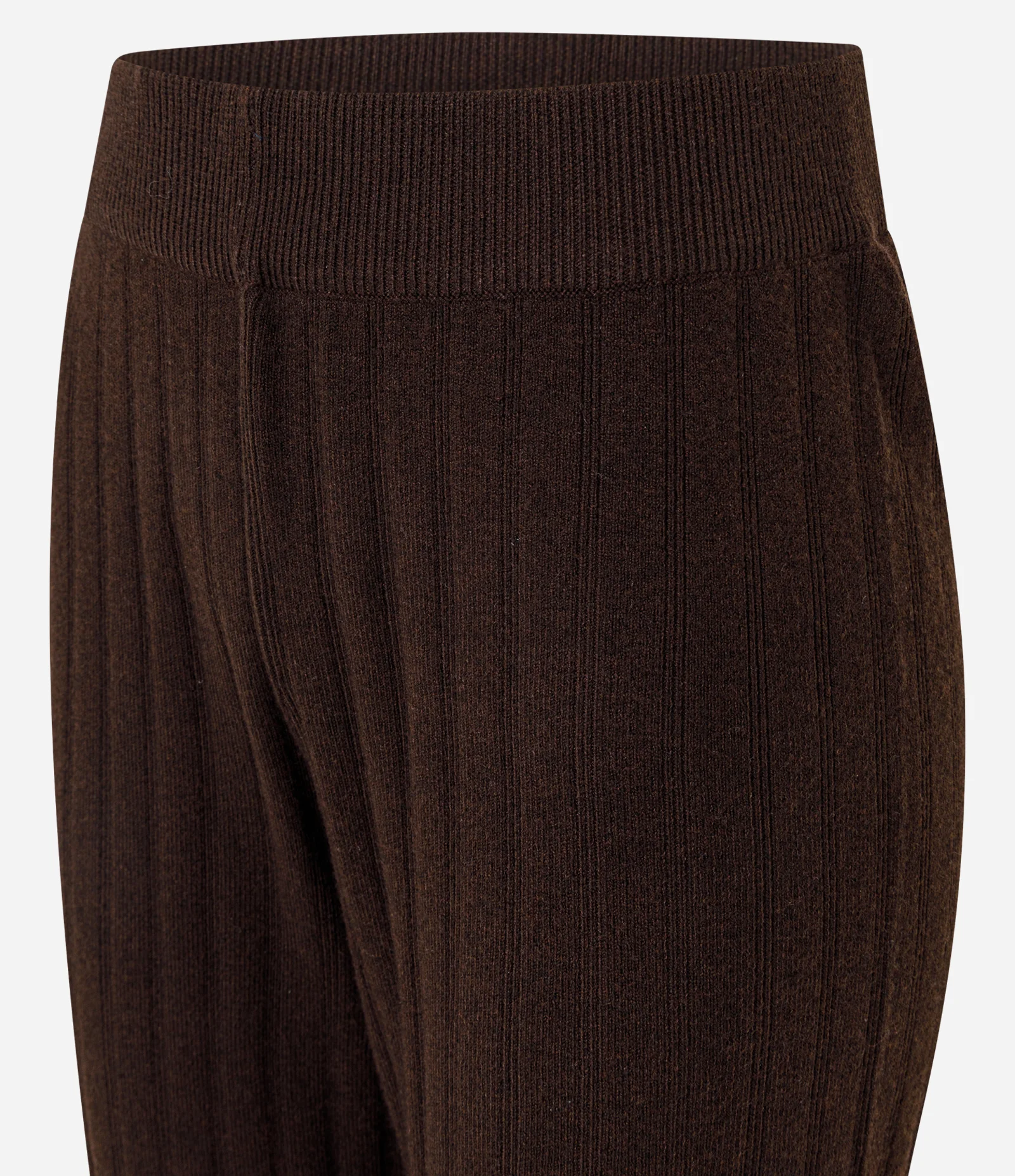 Calça Flare em Tricô Canelada Marrom 2