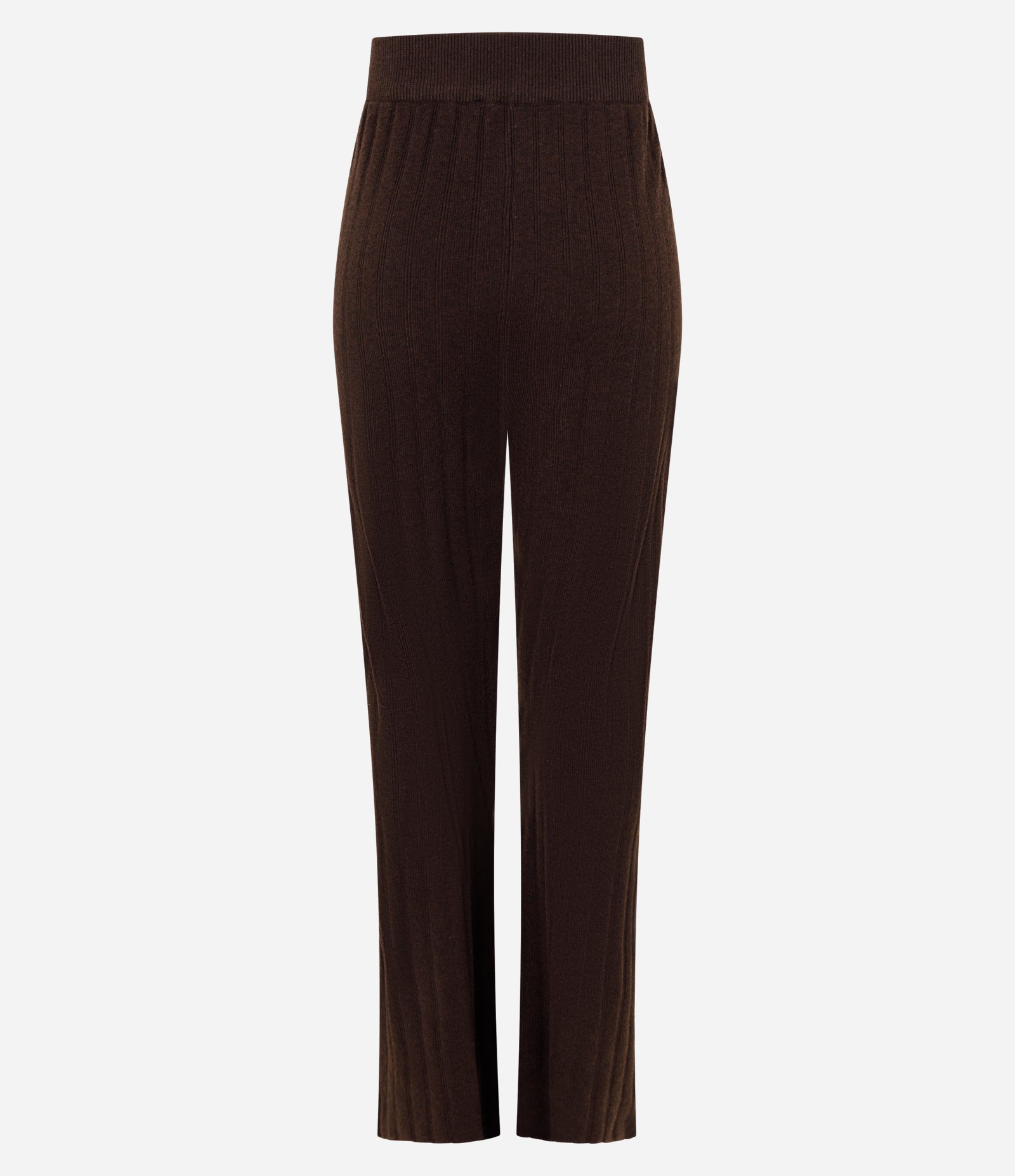 Calça Flare em Tricô Canelada Marrom 3