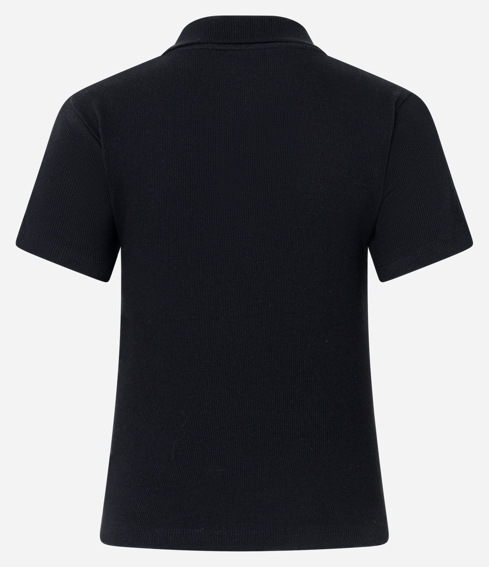 Polo Manga Curta em Ribana com Detalhe Listrado no Ombro Preto 6