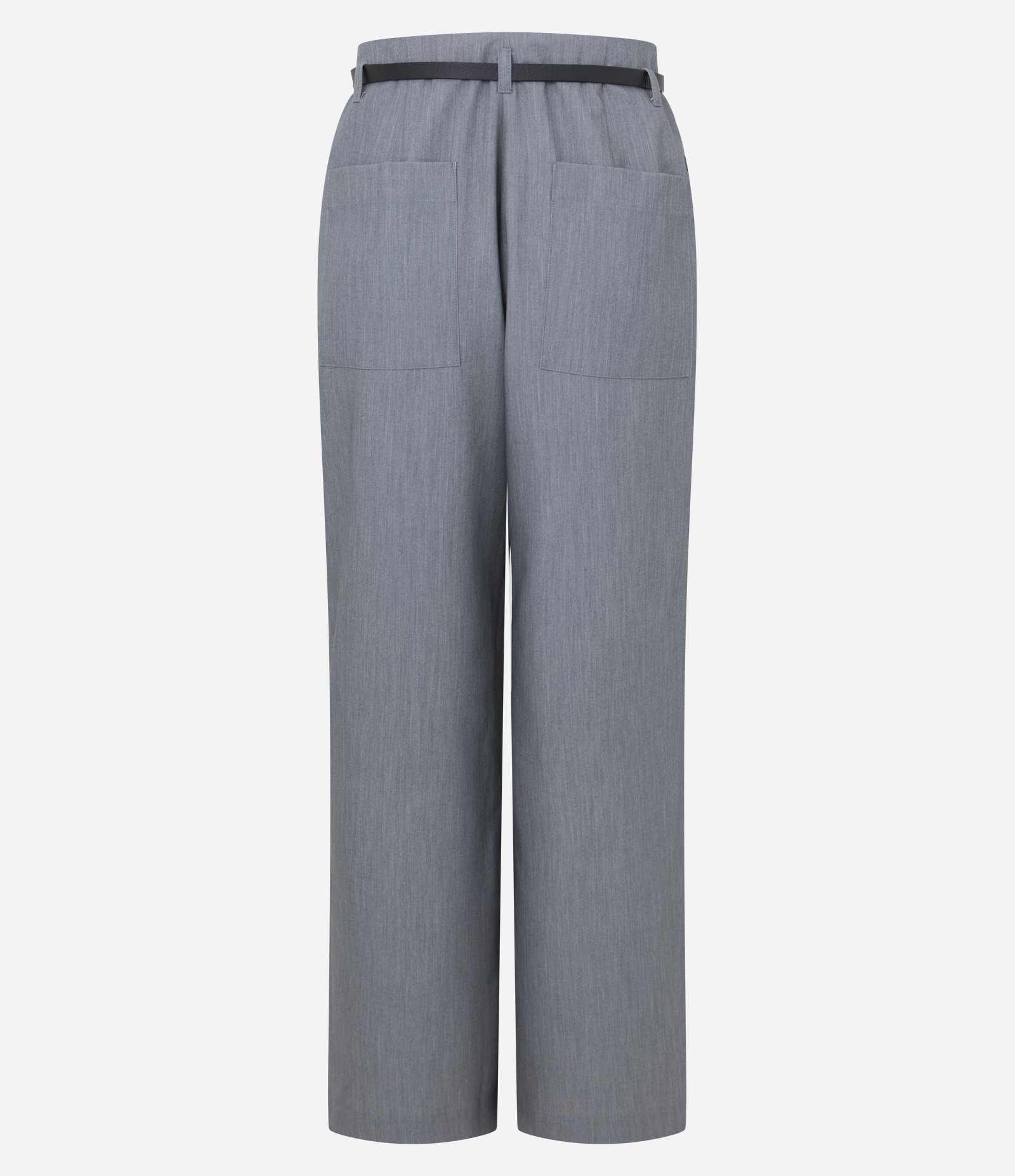 Calça Reta Alfaiatada em Crepe com Cintinho Fino Cinza 2