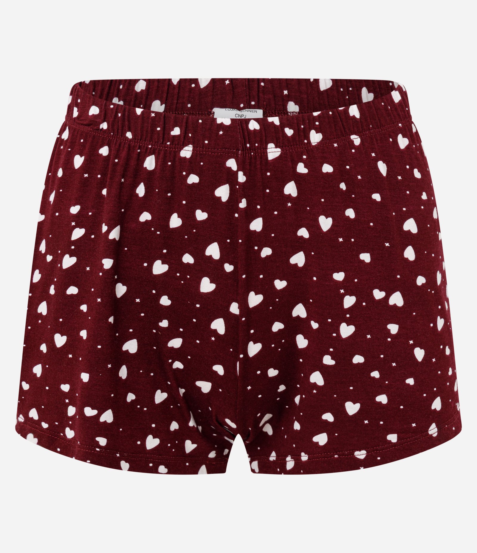 Pijama Curto em Viscose com Short Estampa de Corações Cinza/Vermelho 3