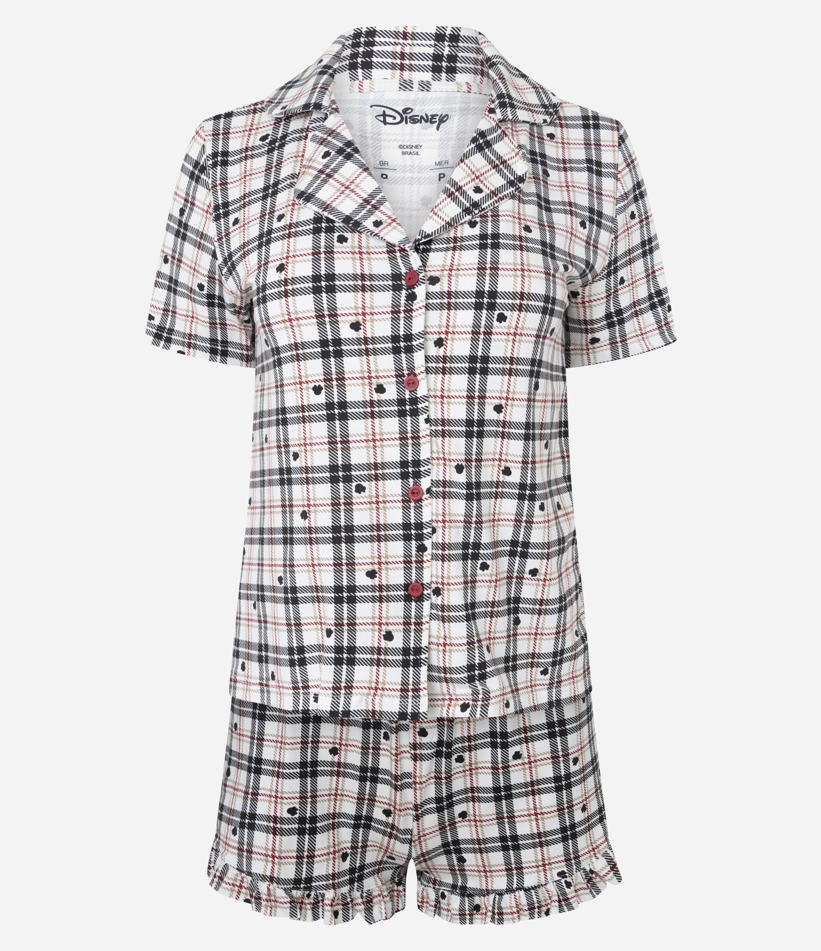 Pijama Americano com Blusa e Short em Viscolycra Minnie Xadrez 4
