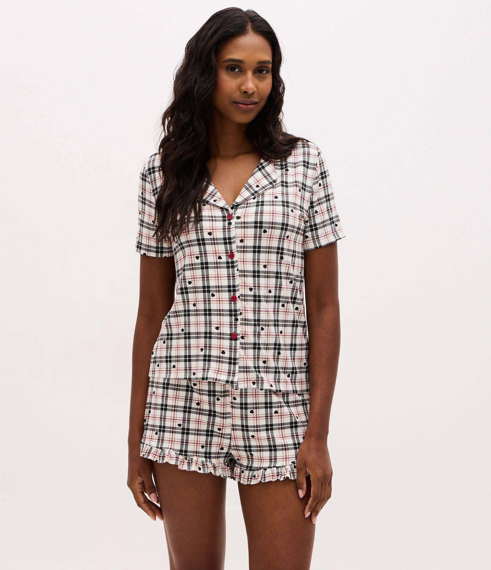 Pijama Americano com Blusa e Short em Viscolycra Minnie Xadrez 1