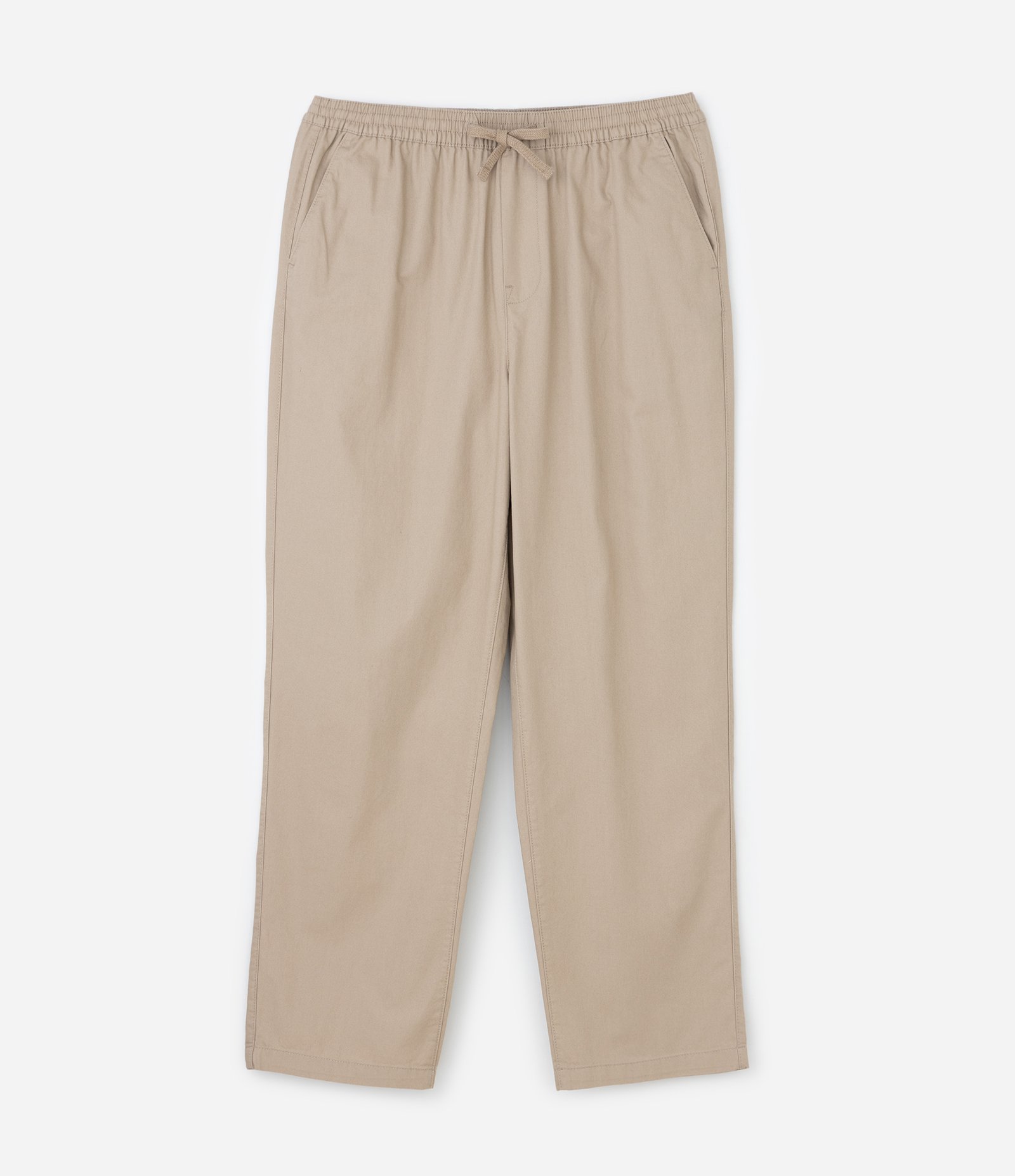 Calça Sarja Lisa com Cós Elástico e Amarração Modelo Relaxed Bege 6
